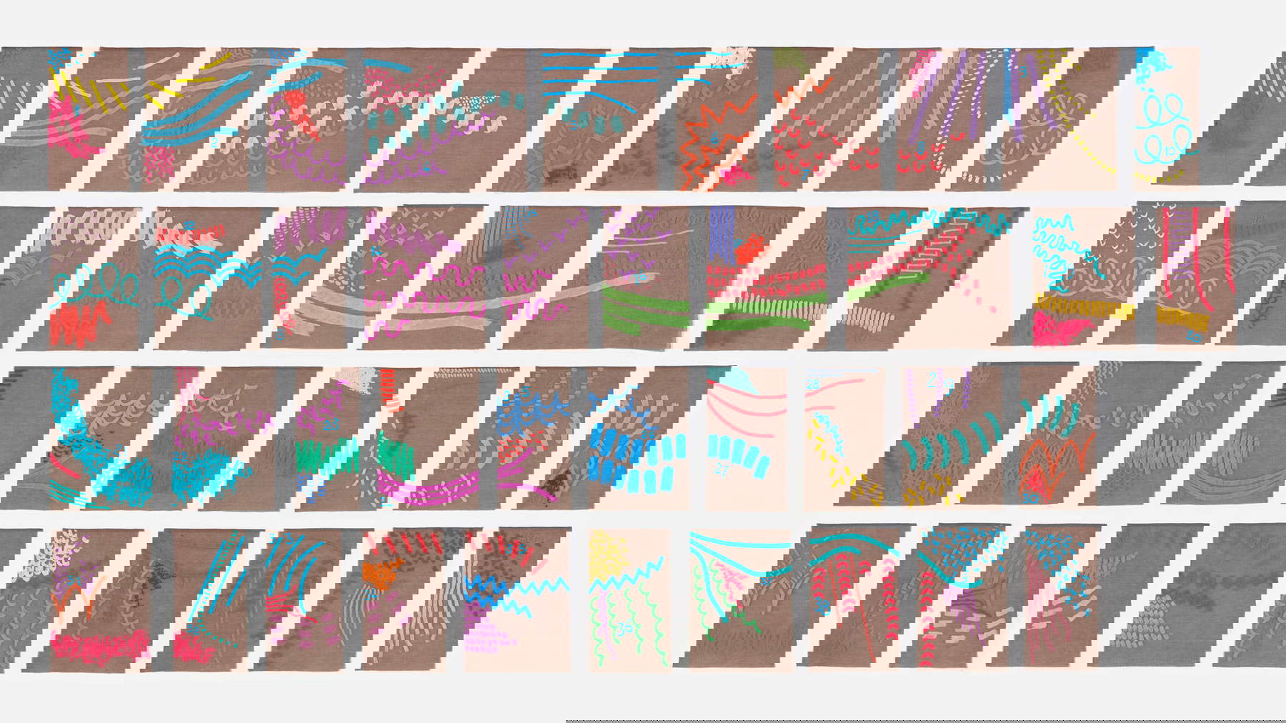 Giorgio Griffa, Quaranta tele (2001; acrilico su 40 tele)