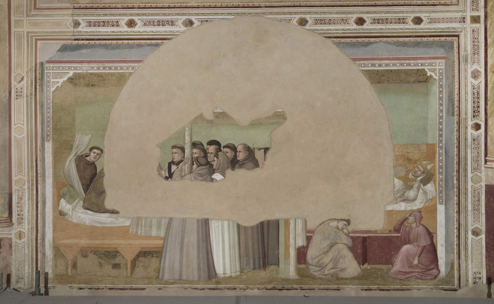 L'Apparizione a frate Agostino e al vescovo Guido, dopo il restauro