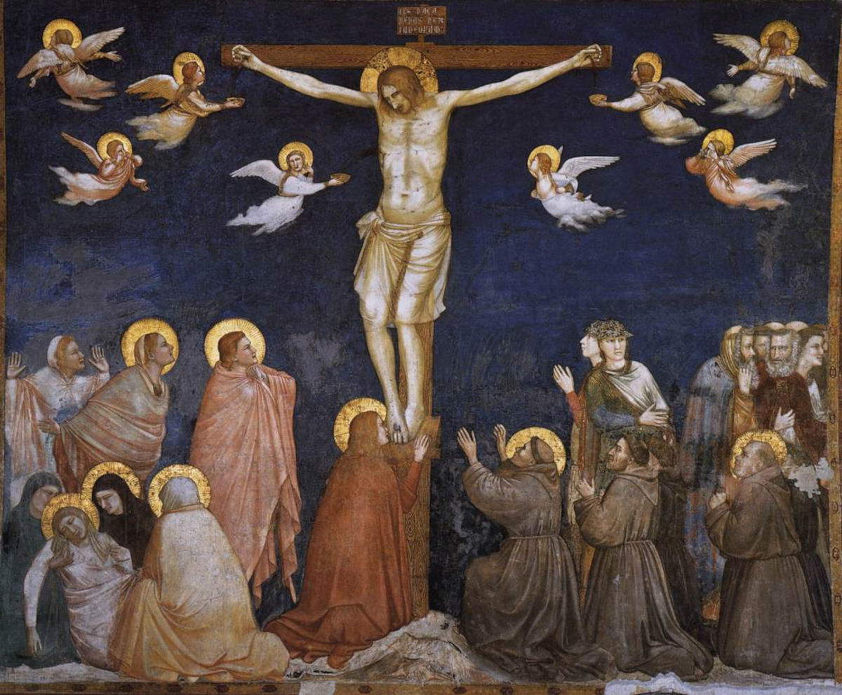 Giotto,&nbsp;Crocifissione con cinque francescani&nbsp;(1308-1310 circa; affresco; Assisi, Basilica inferiore)