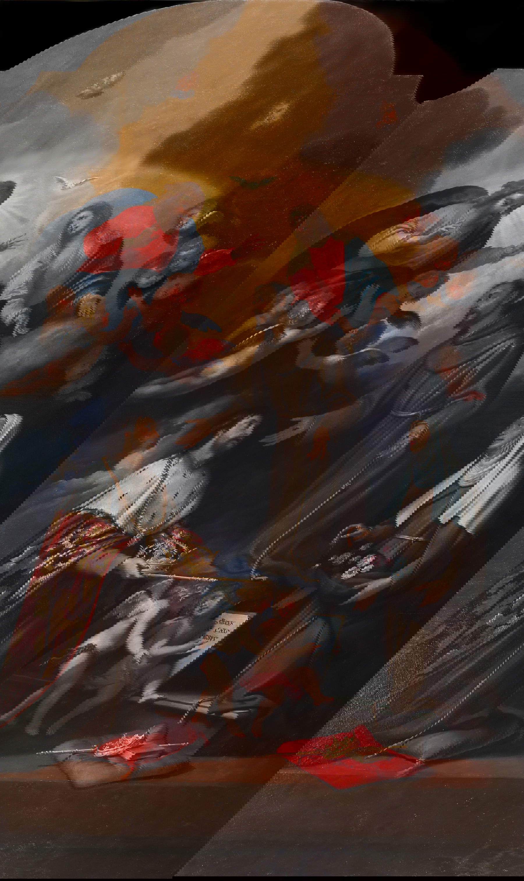 Giovanni Andrea De Ferrari Saint François présente au Christ et à la Vierge les saints patrons Louis IX Roi de France et Elisabeth Reine du Portugal (1637)