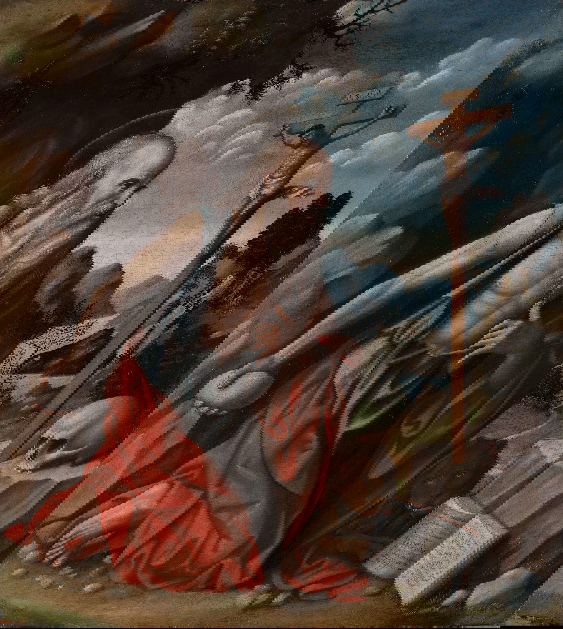 Giovanni Francesco Caroto, Saint Jérôme pénitent (1515-1518 ; huile sur panneau, 56,5 x 50,5 cm). Photo : Galerie Duponchel