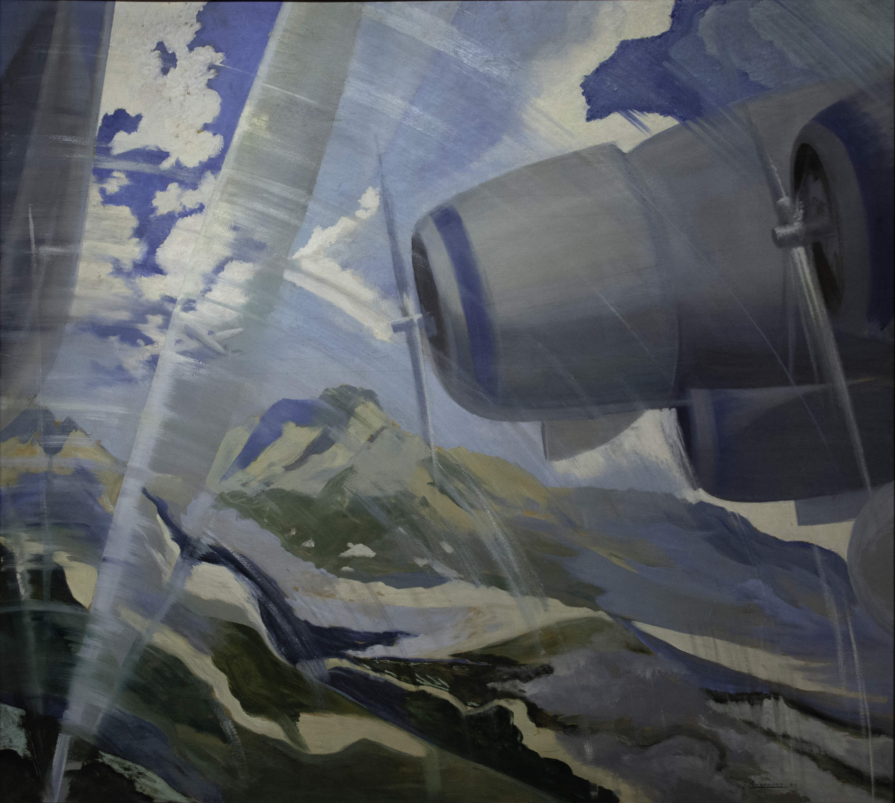 Giovanni Korompay, Aeropittura (1936; olio su compensato, 120 &times; 132 cm; Genova, Wolfsoniana &ndash; Palazzo Ducale Fondazione per la Cultura, GX1993.497)