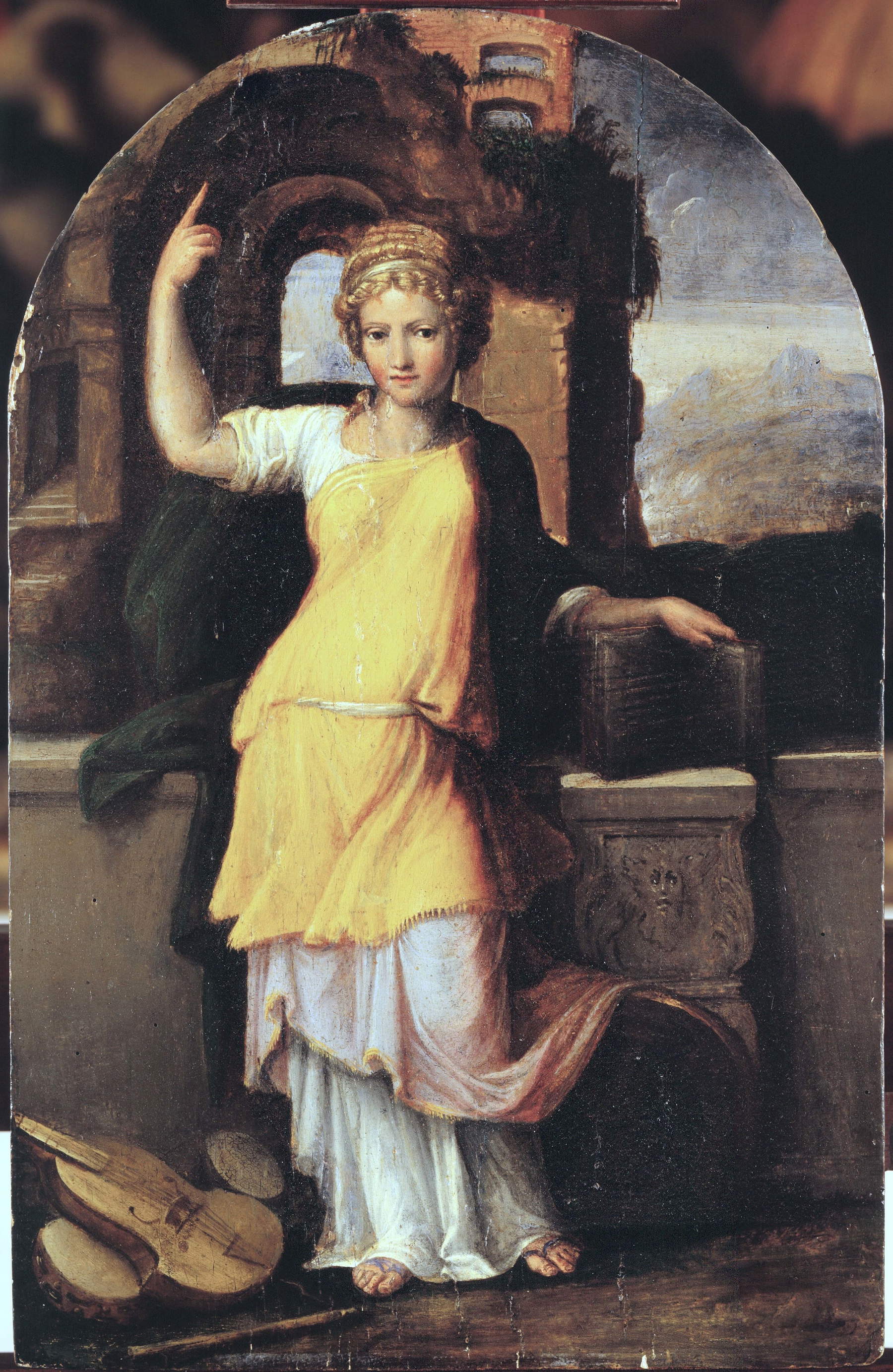 Girolamo Sellati, detto da Carpi, Santa Cecilia (anni Trenta del XVI secolo; olio su tavola, 44,5 x 28,5 cm; Collezione BPER Ferrara)