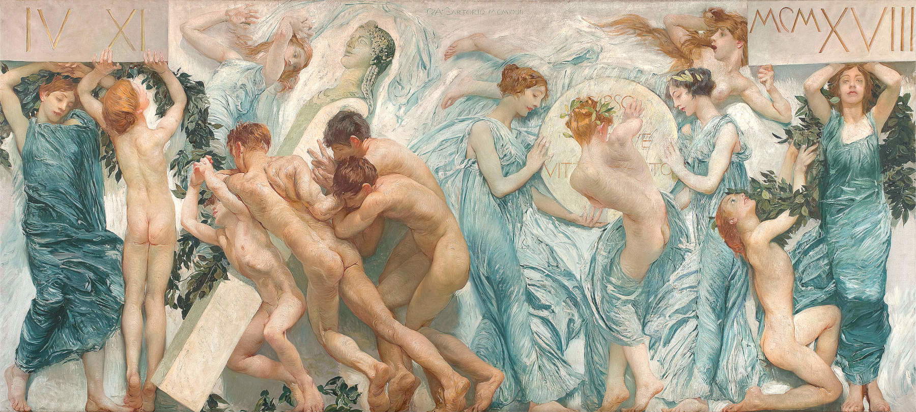 Giulio Aristide Sartorio, Sagra (1923; tempera cerosa su tela; Milano - Gallerie d'Italia, Collezione Fondazione Cariplo)