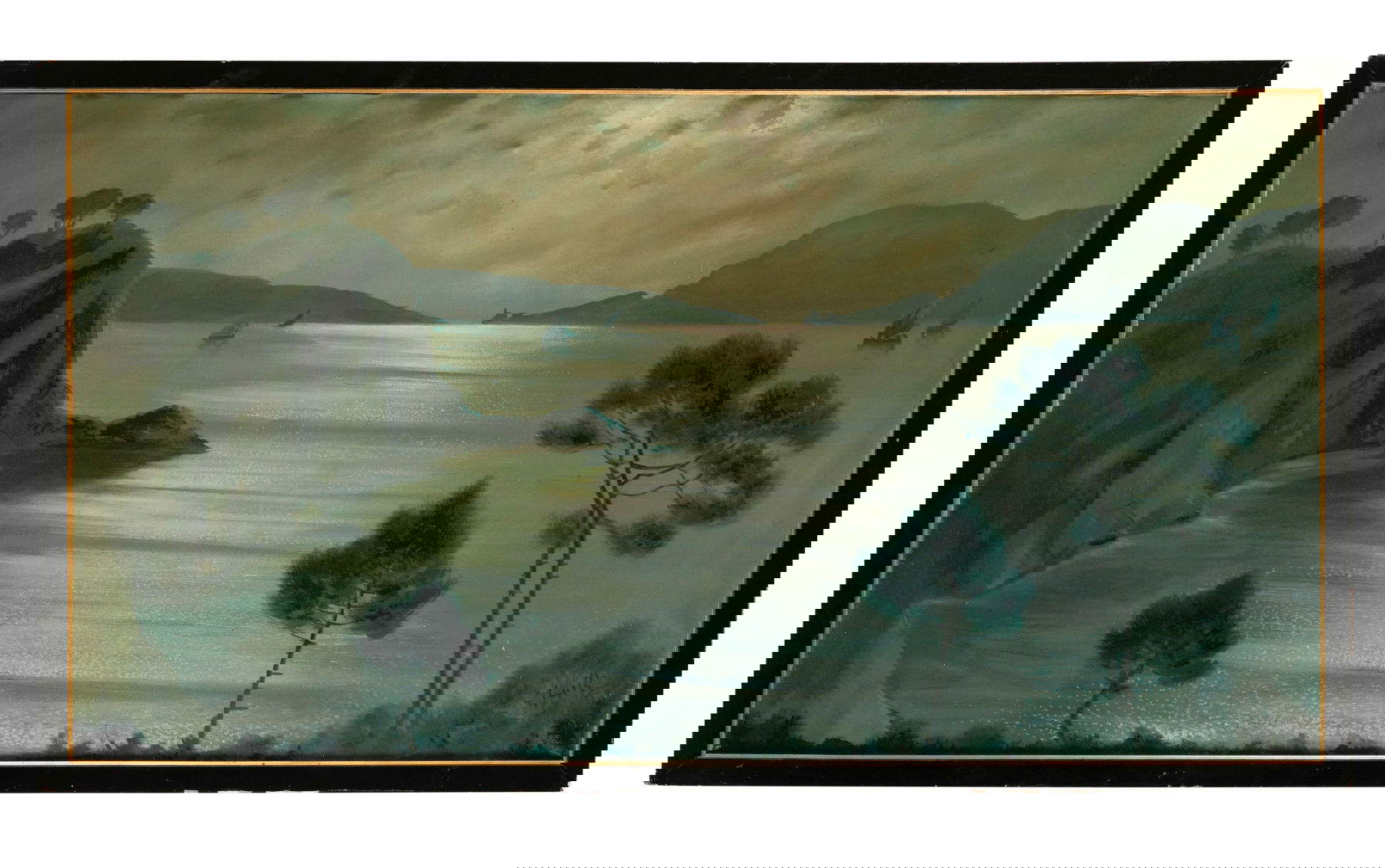 Giuseppe Caselli, Vista su Lerici di notte (Olio su tela, 148 x 80 cm) Foto: &copy;Cambi