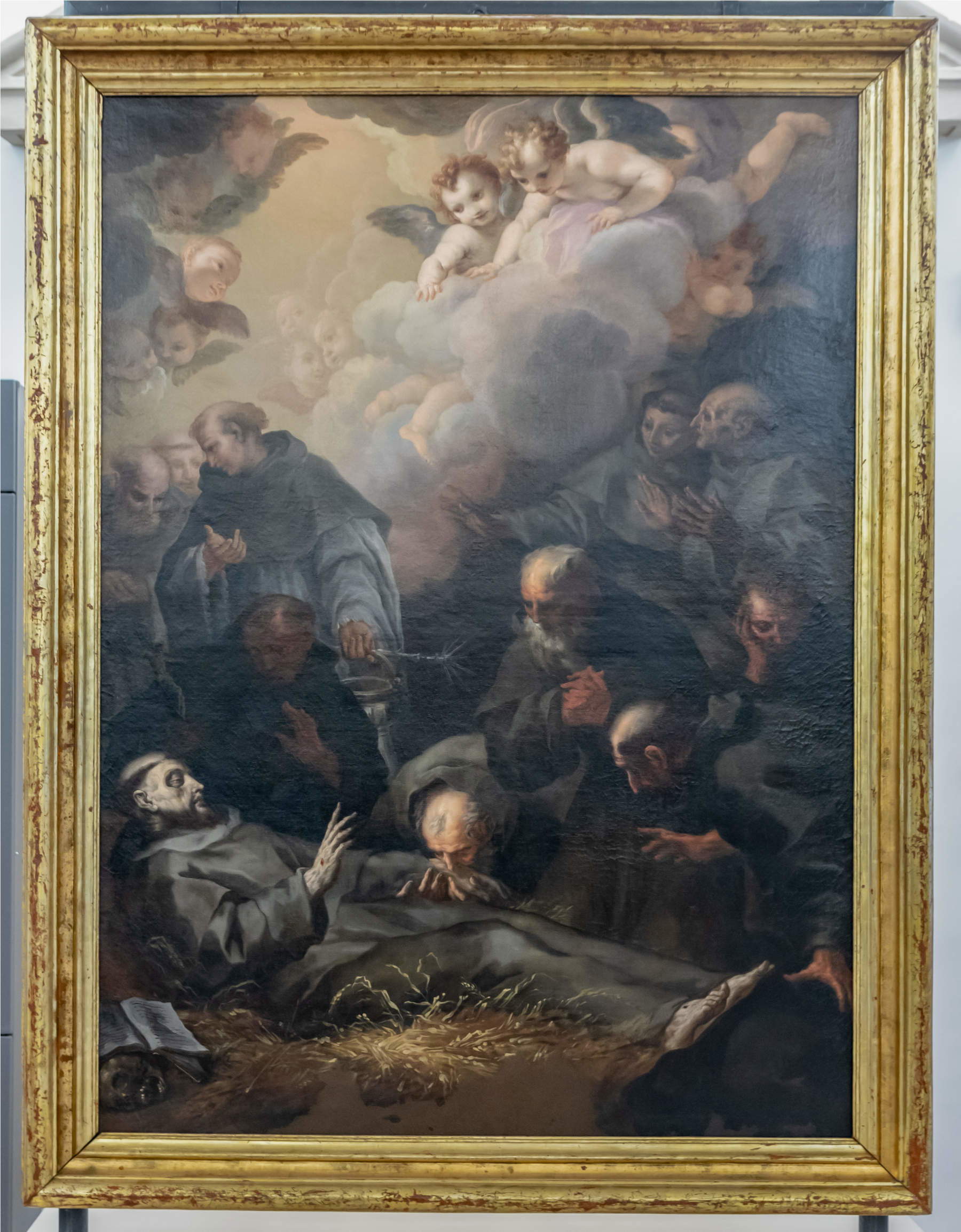 Giuseppe Nicola Nasini, «San Francisco, moribundo, bendice a fray Elías» (Óleo sobre lienzo, 176 x 127,5 cm). Asís, Custodia General, Sacro Convento de San Francisco en Asís de los Frailes Menores Conventuales