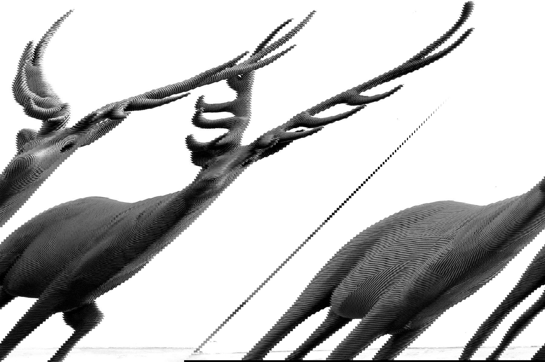 Grass, PG Winds (2025;esponja sintética de poliestireno, yeso y hierro, 2 elementos, 230x190x100 cm, 225x170x100 cm)