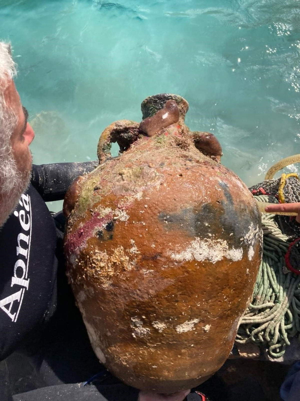Amphora dating to the Late Roman period recovered from the wreck KTH1. Photo: E. Diamantis - Ministry of Culture of Greece