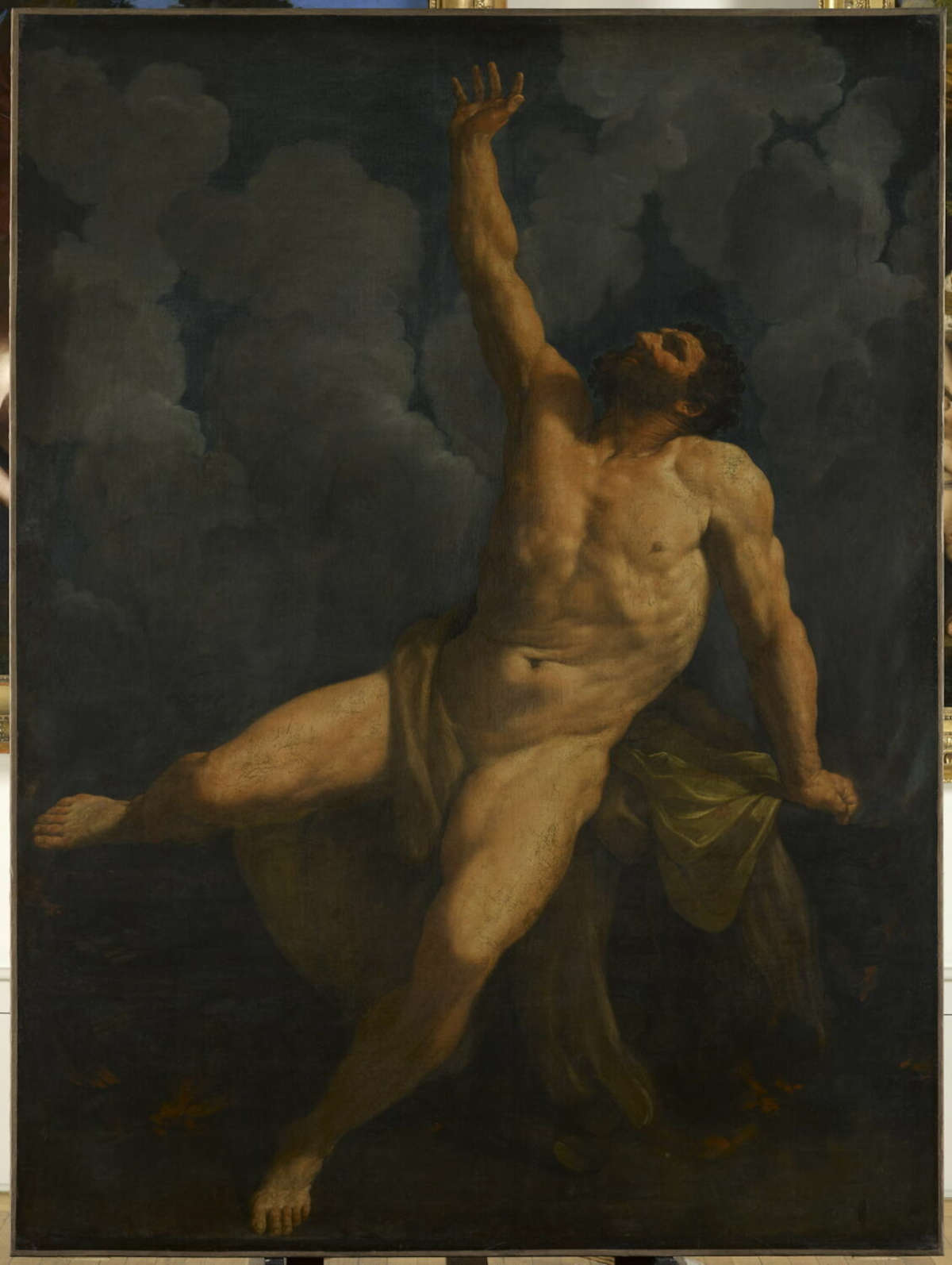 Guido Reni, Hercules on the Pyre (1619–1620; oil on canvas, 260 x 192 cm; Paris, Mus&eacute;e du Louvre, Department of Paintings, inv. 538/MR 287)