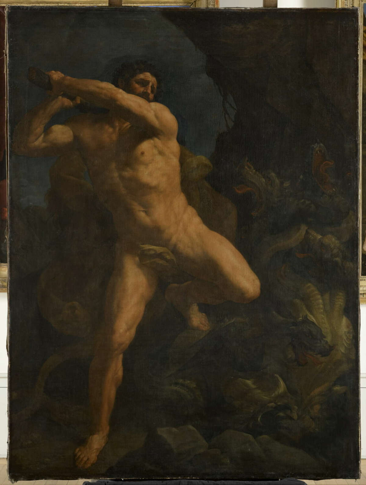 Guido Reni, Hercules and the Hydra (1619–1620; oil on canvas, 329 x 192 cm; Paris, Mus&eacute;e du Louvre, Department of Paintings, inv. 535/MR 284)