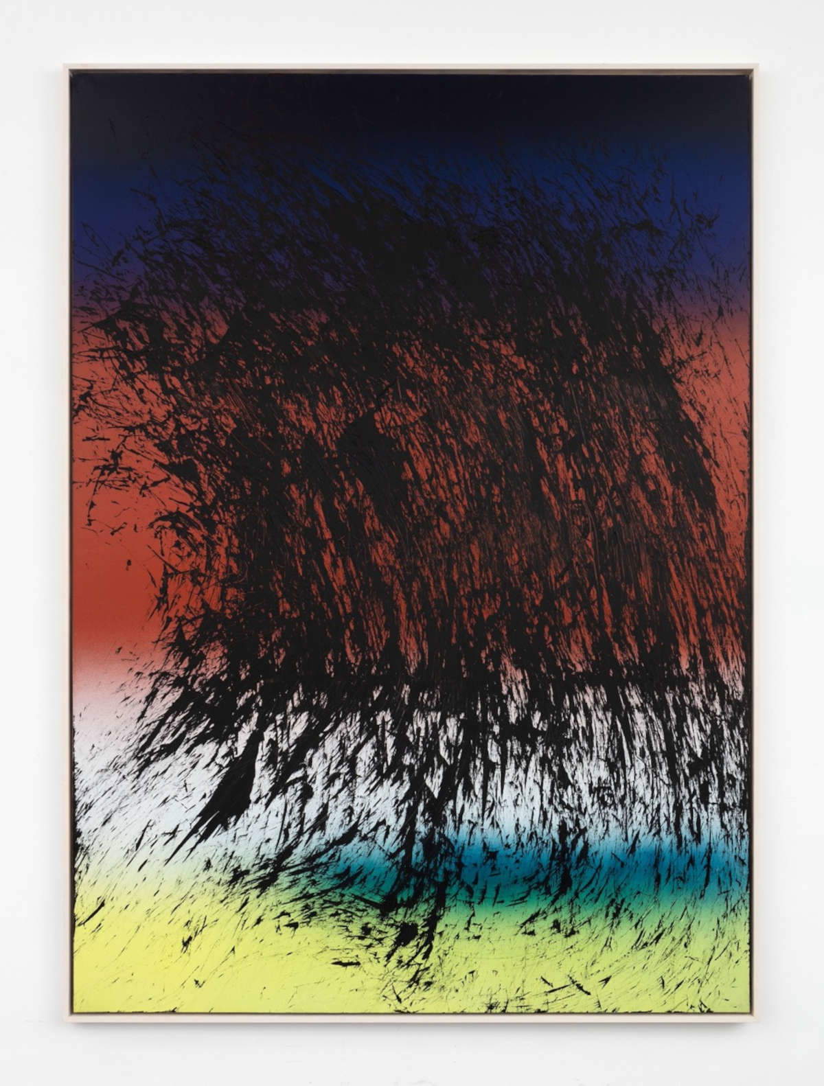 Hans Hartung, T1982-E21 (1982 ; acrylique sur toile, 250 &times; 180 cm) &copy; Hans Hartung / ADAGP, Paris 2026. Photo : Tanguy Beurdeley. Avec l'aimable autorisation de la Fondation Hartung Bergman et de Perrotin.