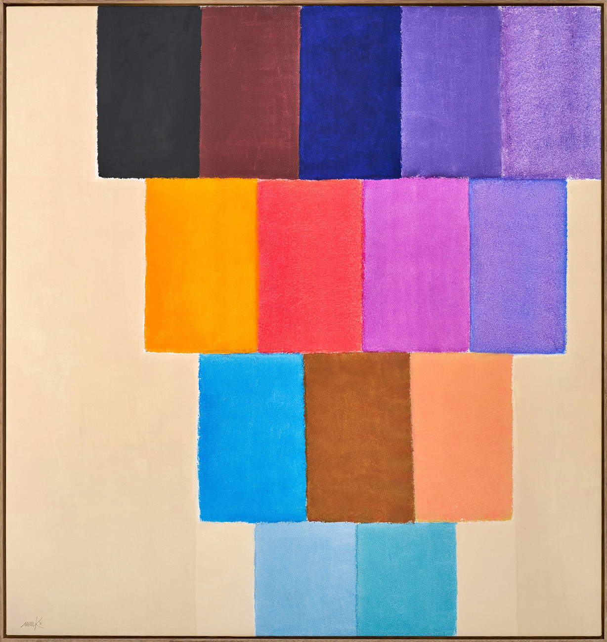 Heinz Mack, Sin título (Constelación cromática) (2016; acrílico sobre lienzo, 224 x 212 cm). Foto: Archivo Mack y VG Bildkunst Bonn, 2026.