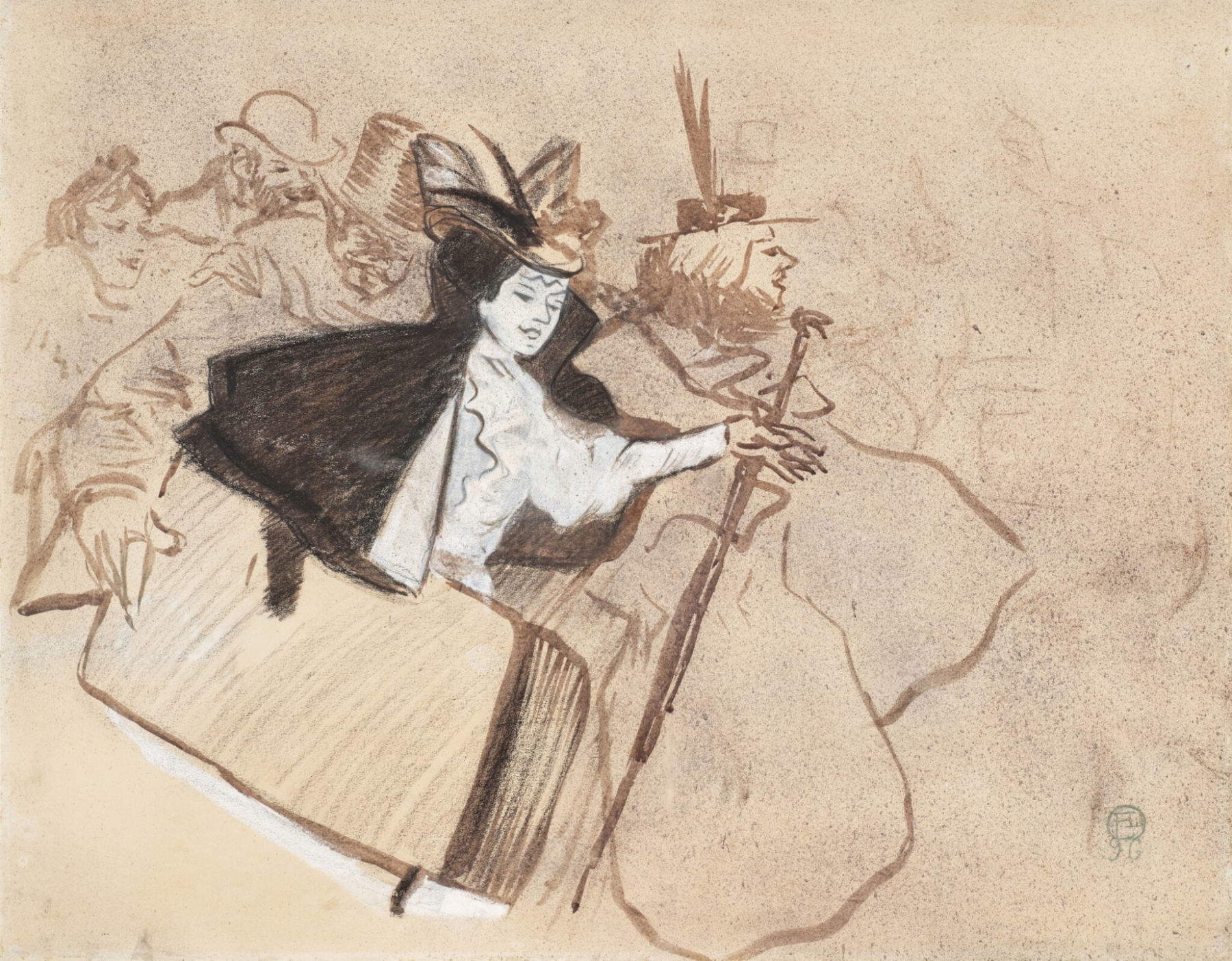 Henri de Toulouse-Lautrec, Midinettes avec leurs cartons poursuivies par un monsieur (1896; tempera, brush and ink, watercolor and black pastel on paper, 60.3 x 75.2 cm) Photo: &copy; Sotheby's