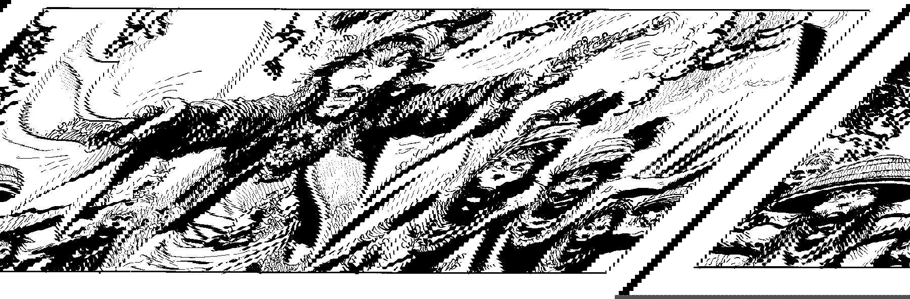 I disegni di Hugo Pratt con testi di Mino Milani per Sandokan, dal romanzo Le Tigri di Mompracem di Emilio Salgari. Hugo Pratt &copy; 1967 - Cong SA, Svizzera