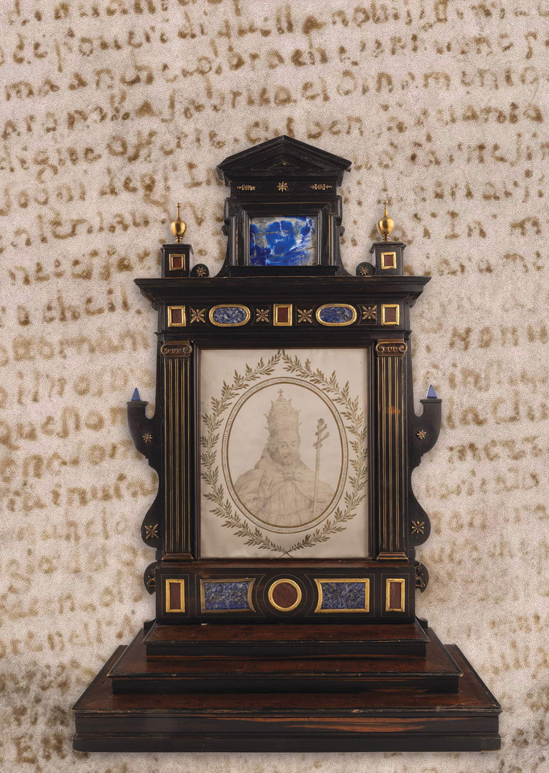 Das Kalligram von Ignazio Muligino, das Papst Innozenz XI. darstellt