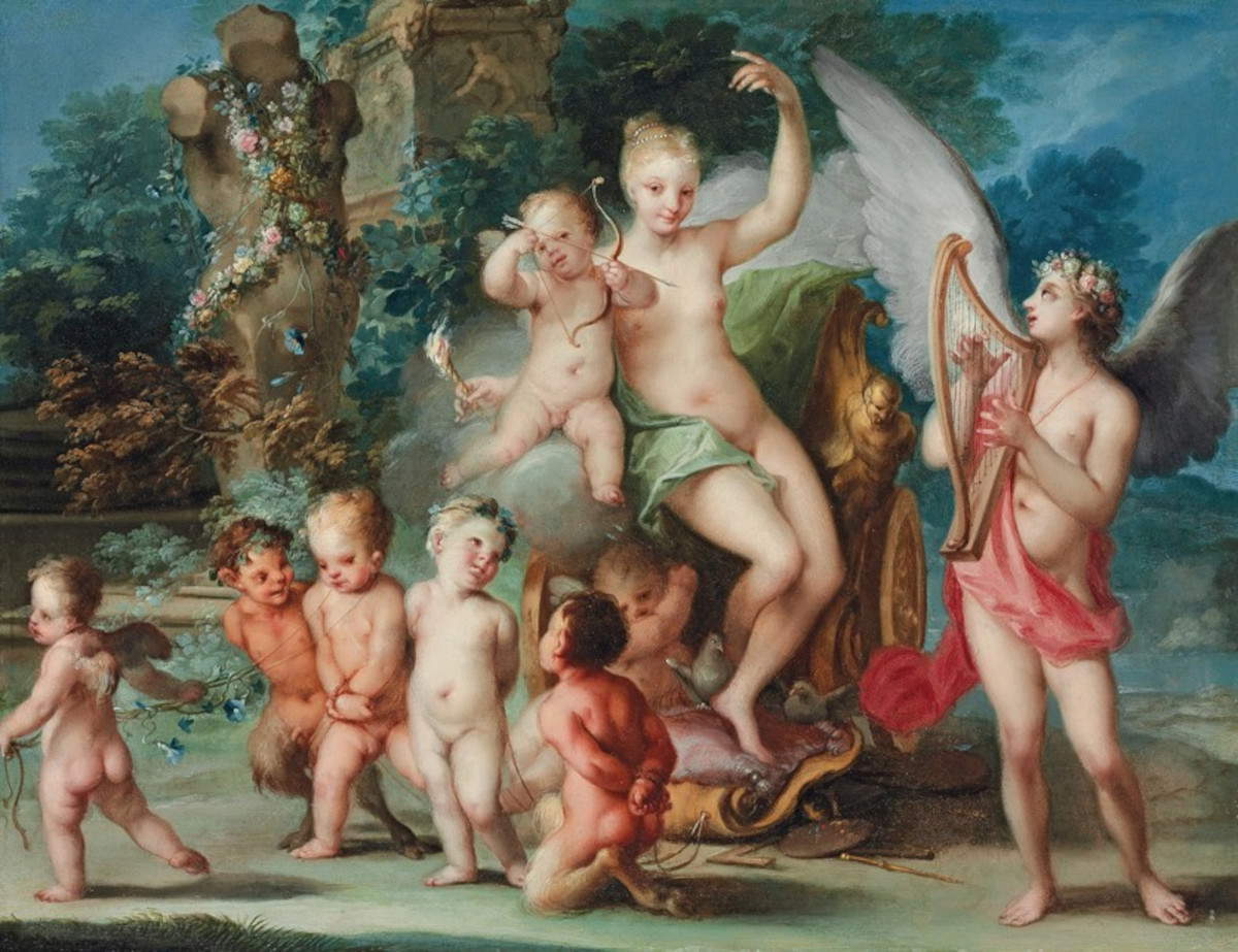 Ignazio Stella, *The Triumph of Venus* (c. 1725, oil on copper, 28 x 35.5 cm; Cavallini Sgarbi Foundation)