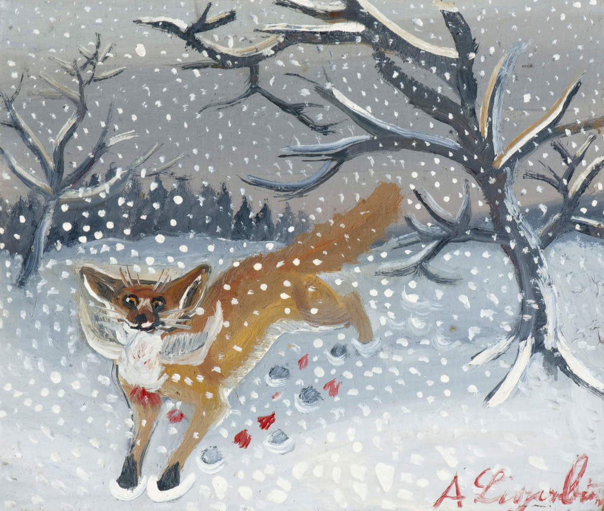 Antonio Ligabue, Fox (ca. 1948-1953; oil on cardboard; Modena, Museo Civico). Courtesy of the Photographic Archives of the Civic Museum of Modena.