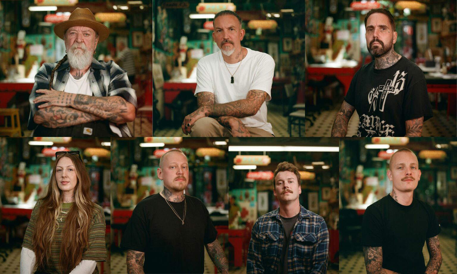 Henk Schiffmacher and his team of tattoo artists. Photo: Texas Schiffmacher