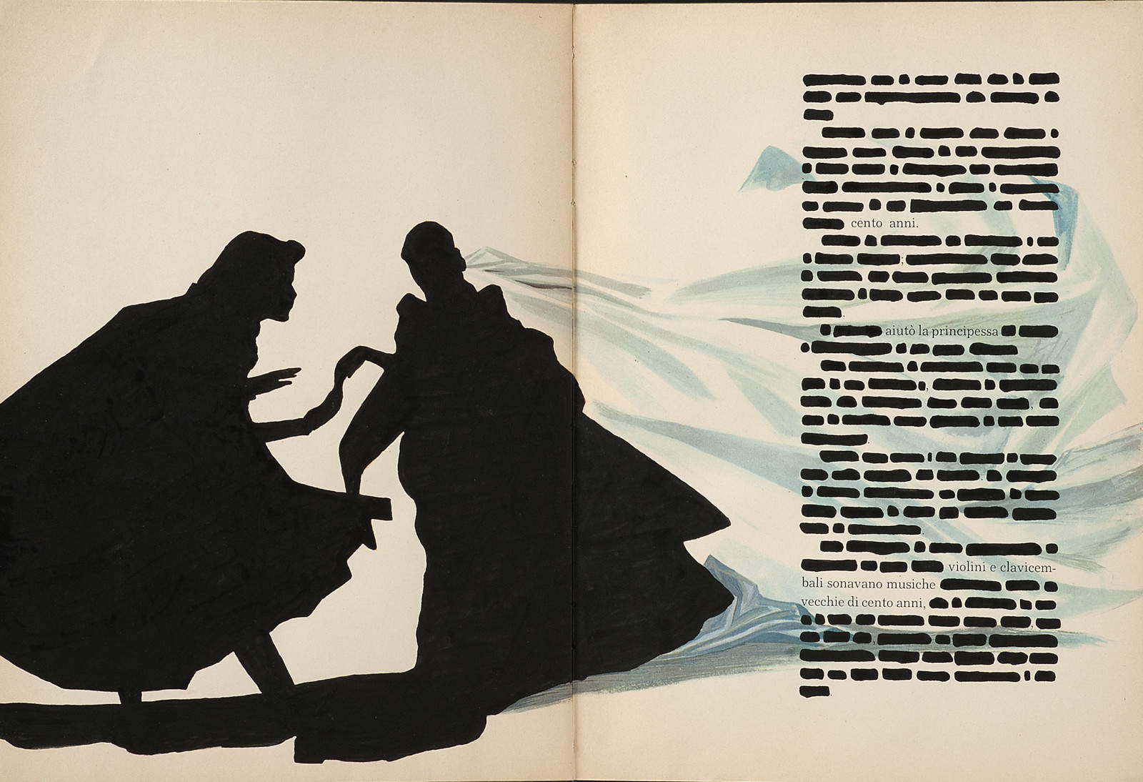 Emilio Isgr&ograve;, La bella addormentata nel bosco (1970; china su libro tipografico in box di legno e plexiglass, 50 x 70 x 6,5 cm; Collezione dell'artista)