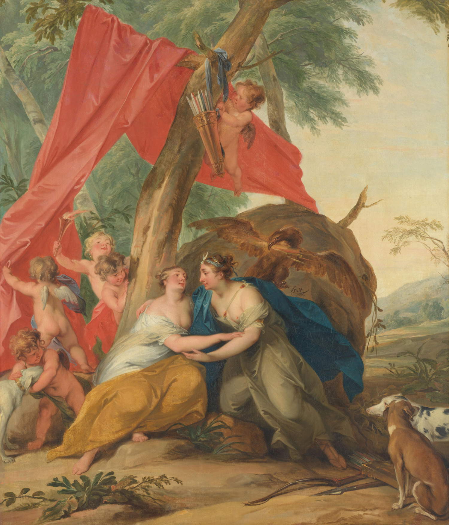 Jacob de Wit, Jupiter, als Diana verkleidet, verführt die Nymphe Kallisto (1727)