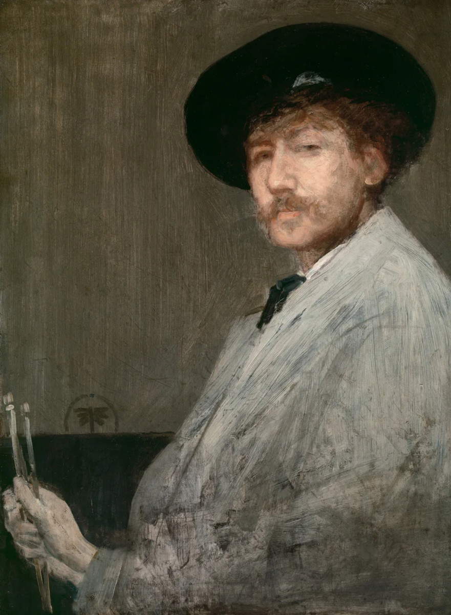 James Abbott McNeill Whistler, «Composición en gris: Retrato del pintor» (1872; óleo sobre lienzo, 74,9 x 53,3 cm; Instituto de Arte de Detroit. Legado de Henry Glover Stevens en memoria de Ellen P. Stevens y Mary M. Stevens. Créditos fotográficos &copy; Instituto de Arte de Detroit / Bridgeman Images