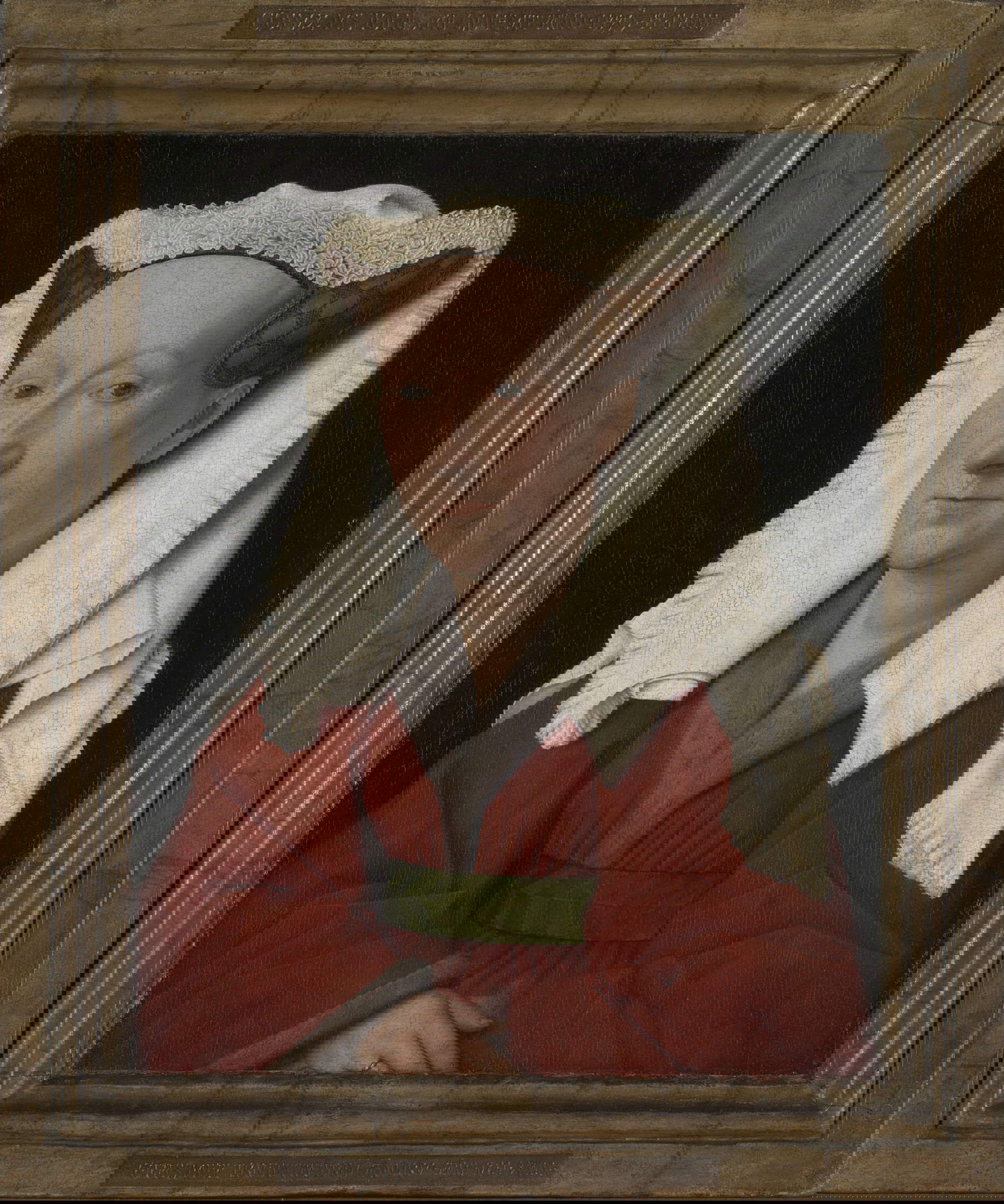 Jan van Eyck, Portrait of Margaret van Eyck (1439; oil on oak panel, 32.6 x 25.8 cm; Bruges, Groeningemuseum). Photo: The National Gallery, London