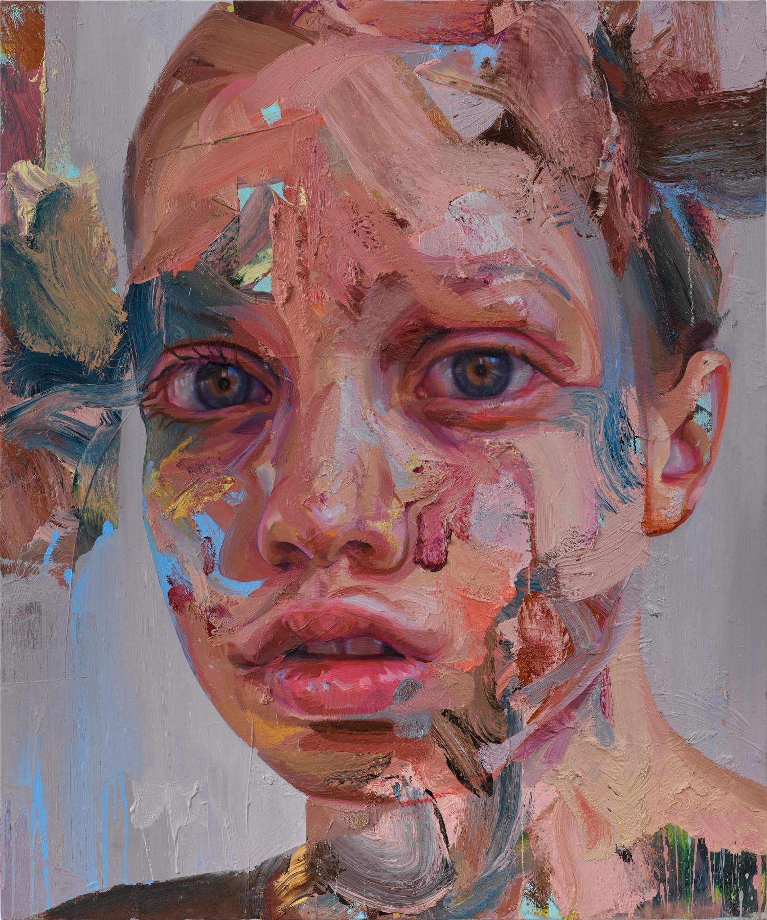 Jenny Saville, Focus (2024; olio su tela, 120 x 100 cm) &copy; Jenny Saville. All rights reserved, DACS 2026. Foto: Prudence Cuming Associates Ltd. Su gentile concessione di Gagosian