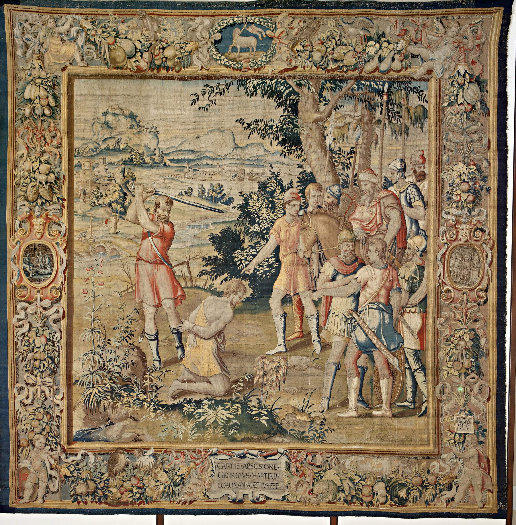 Johannes Karcher, based on preparatory drawings by Camillo Filippi and Luca d&rsquo;Olanda, The Beheading of Saint George (1550–1553; tapestry; Ferrara, Cathedral Museum)
