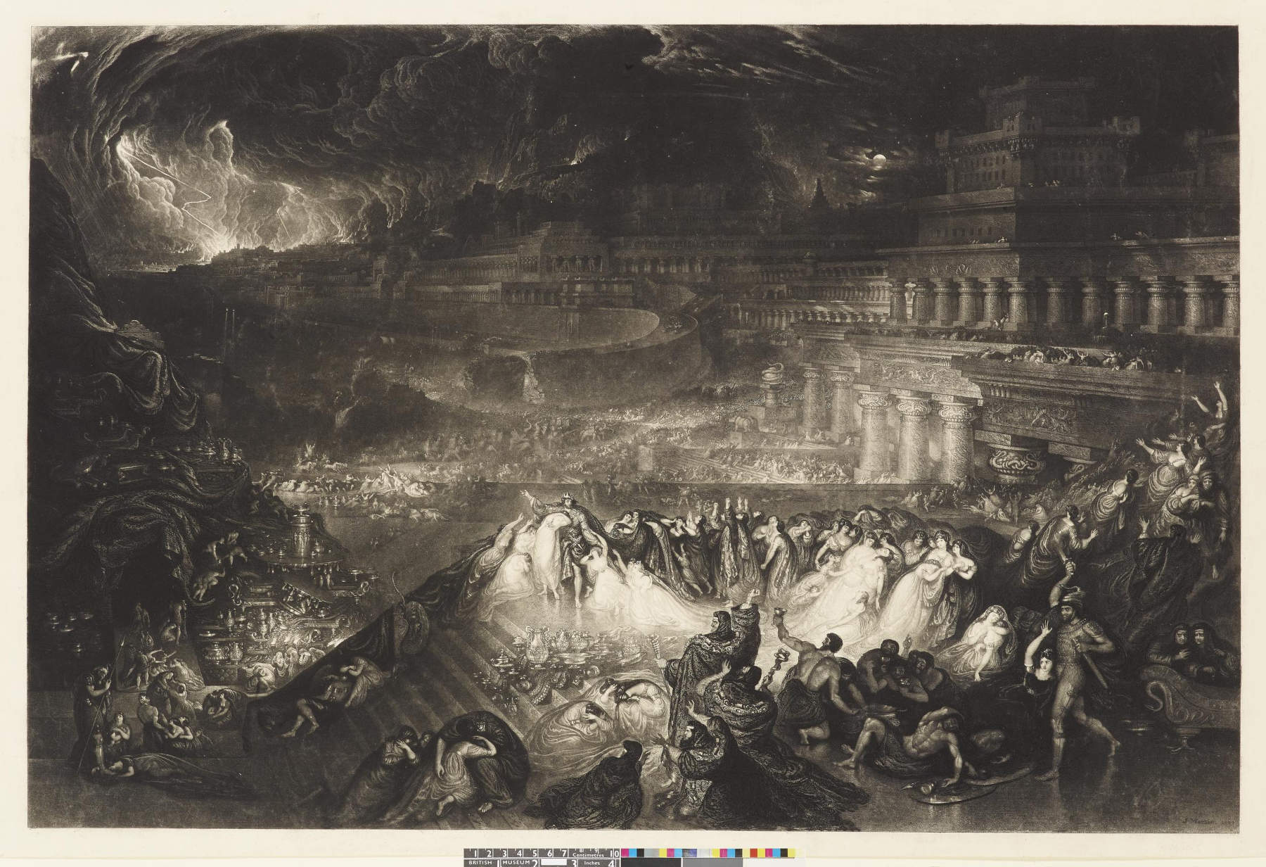 John Martin, Der Untergang von Ninive (1829; Mezzotinto-Druck und Radierung auf Papier, 575 x 865 mm; London, British Museum) Foto: &copy; The Trustees of the British Museum. Veröffentlicht unter einer Creative-Commons-Lizenz „Namensnennung – Nicht kommerziell – Weitergabe unter gleichen Bedingungen 4.0 International“ (CC BY-NC-SA 4.0).