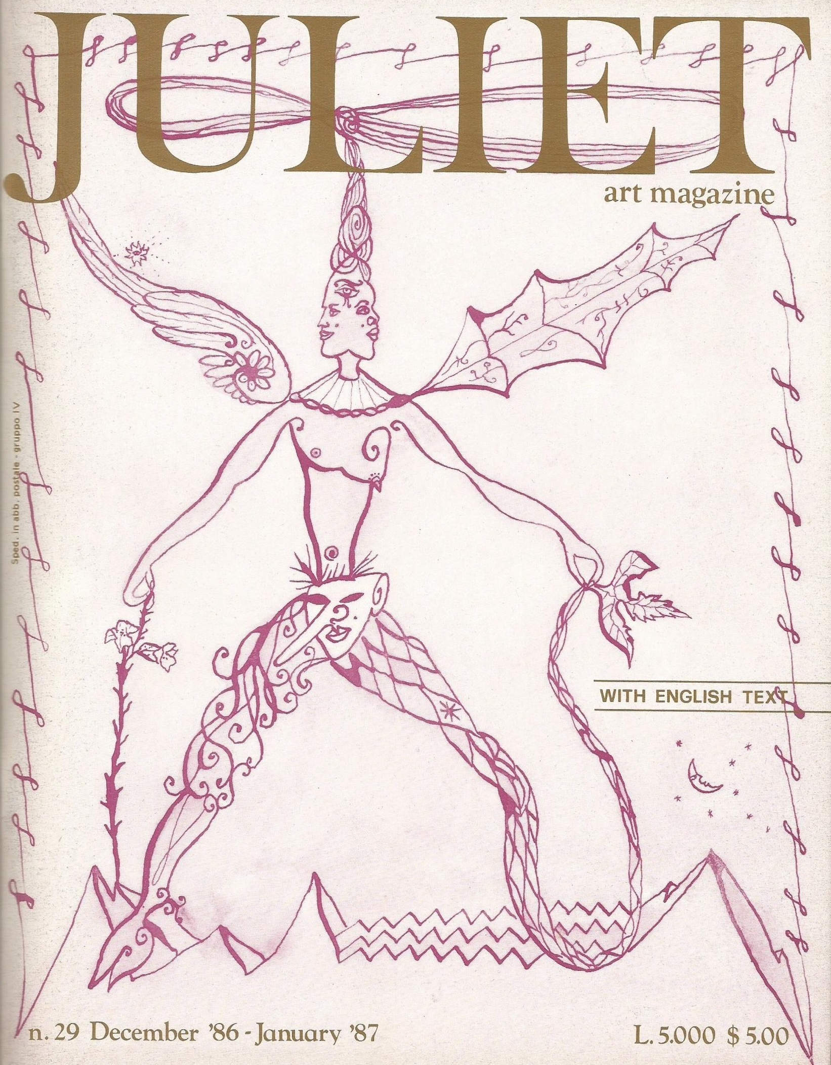 Cover of Issue No. 29, December 1986. Work by Luigi Ontani created for Juliet, currently on view (Watercolor on paper; Juliet Collection)