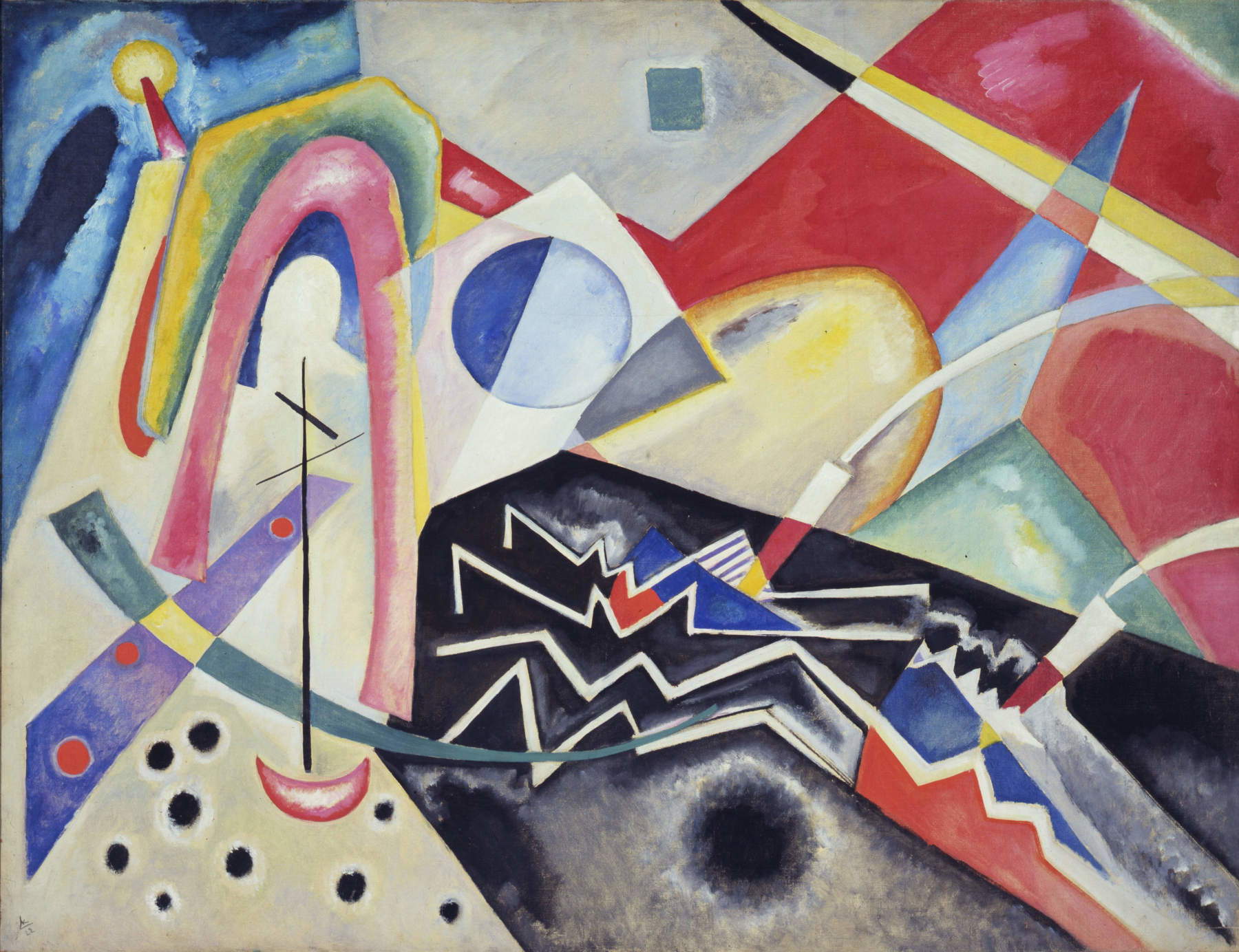 Vasili Vasílievich Kandinski, «Zig Zag Bianchi» (1922; óleo sobre lienzo, 96 x 125,5 cm; Fundación de Museos Cívicos de Venecia, Galería Internacional de Arte Moderno de Ca' Pesaro)  &copy; Archivo Fotográfico - Fundación de Museos Cívicos de Venecia