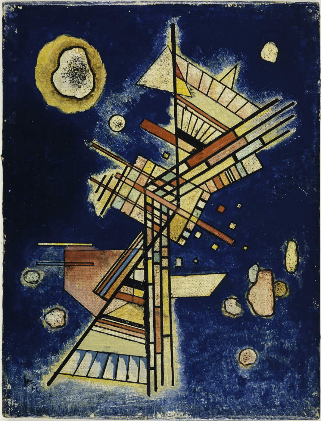Vassily Kandinsky, Dunkle K&uuml;hle (Fra&icirc;cheur sombre) (gennaio 1927; olio su tela montata su legno, 26,1 x 19,9 x 1,2 cm; Legato di Nina Kandinsky, 1981 Centre Pompidou, Parigi, Mus&eacute;e national d&rsquo;art moderne &ndash; Centre de cr&eacute;ation industriell)