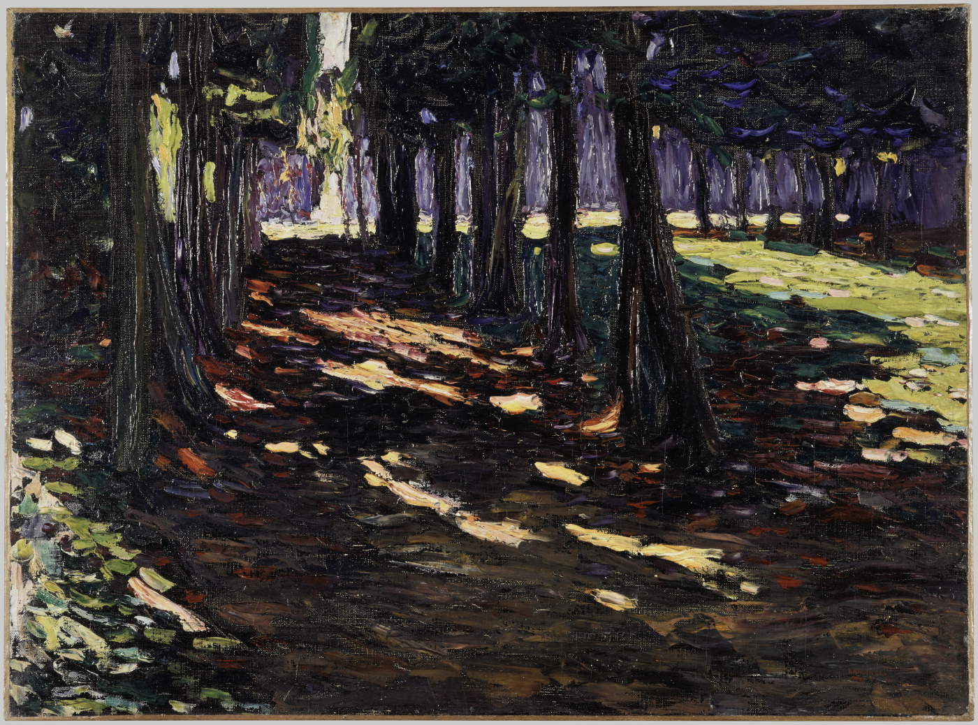 Vassily Kandinsky, Park von Saint-Cloud, dunkle Allee (Le Parc de Saint-Cloud, all&eacute;e ombrag&eacute;e) (1906; olio su tela, 48 x 65 cm, Legato di Nina Kandinsky, 1981 Centre Pompidou, Parigi, Mus&eacute;e national d&rsquo;art moderne &ndash; Centre de cr&eacute;ation industrielle)