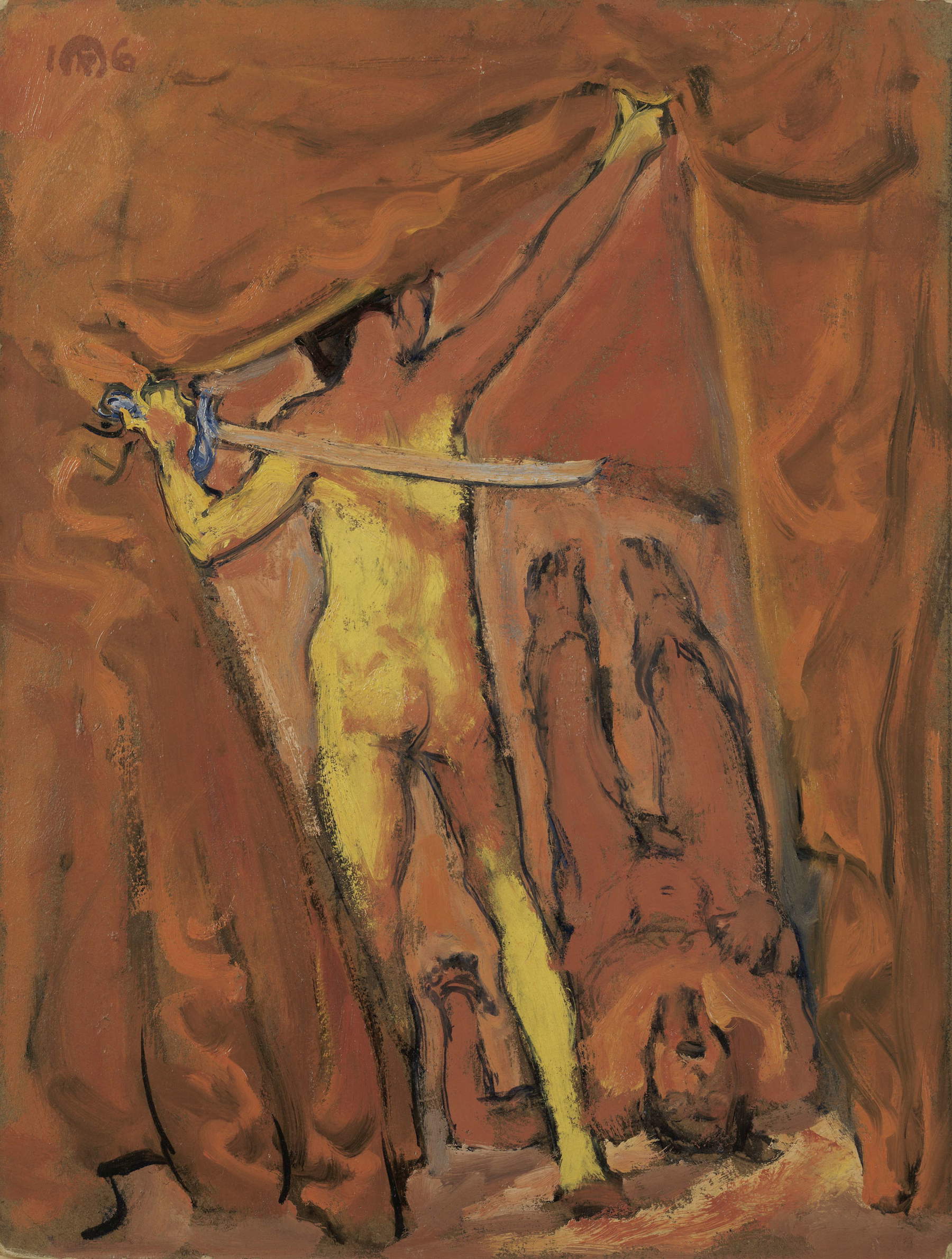 Koloman Moser, Judit y Holofernes (1916; óleo sobre cartón, 49,5 &times; 37,9 cm; Viena, Museo Leopold, n.º de inventario 578)