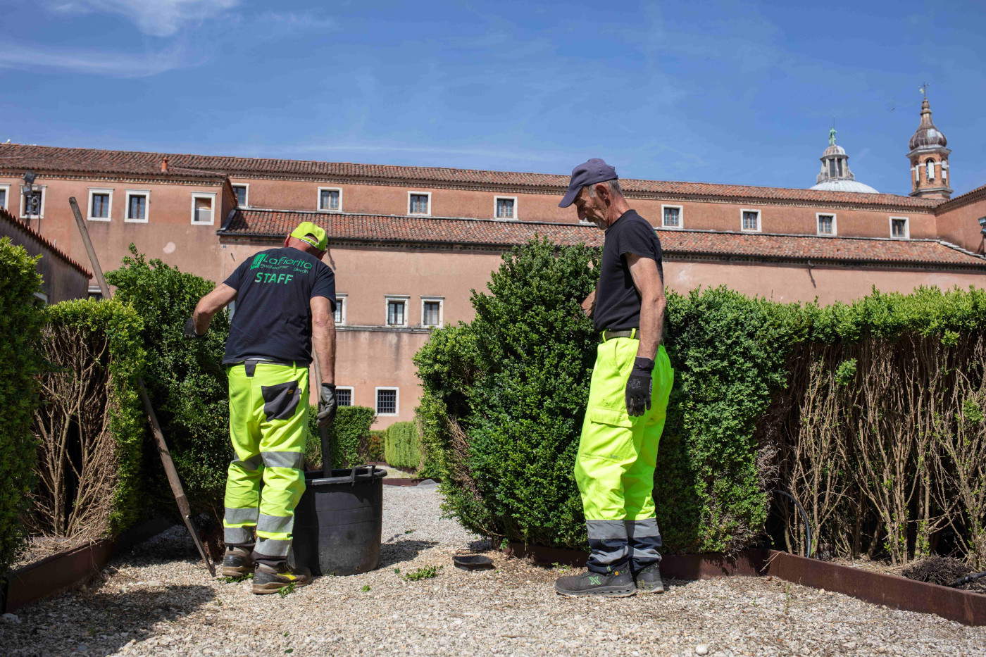 The Borges Labyrinth during restoration. Photo: Siria Toccafondi. Courtesy of the Giorgio Cini Foundation
