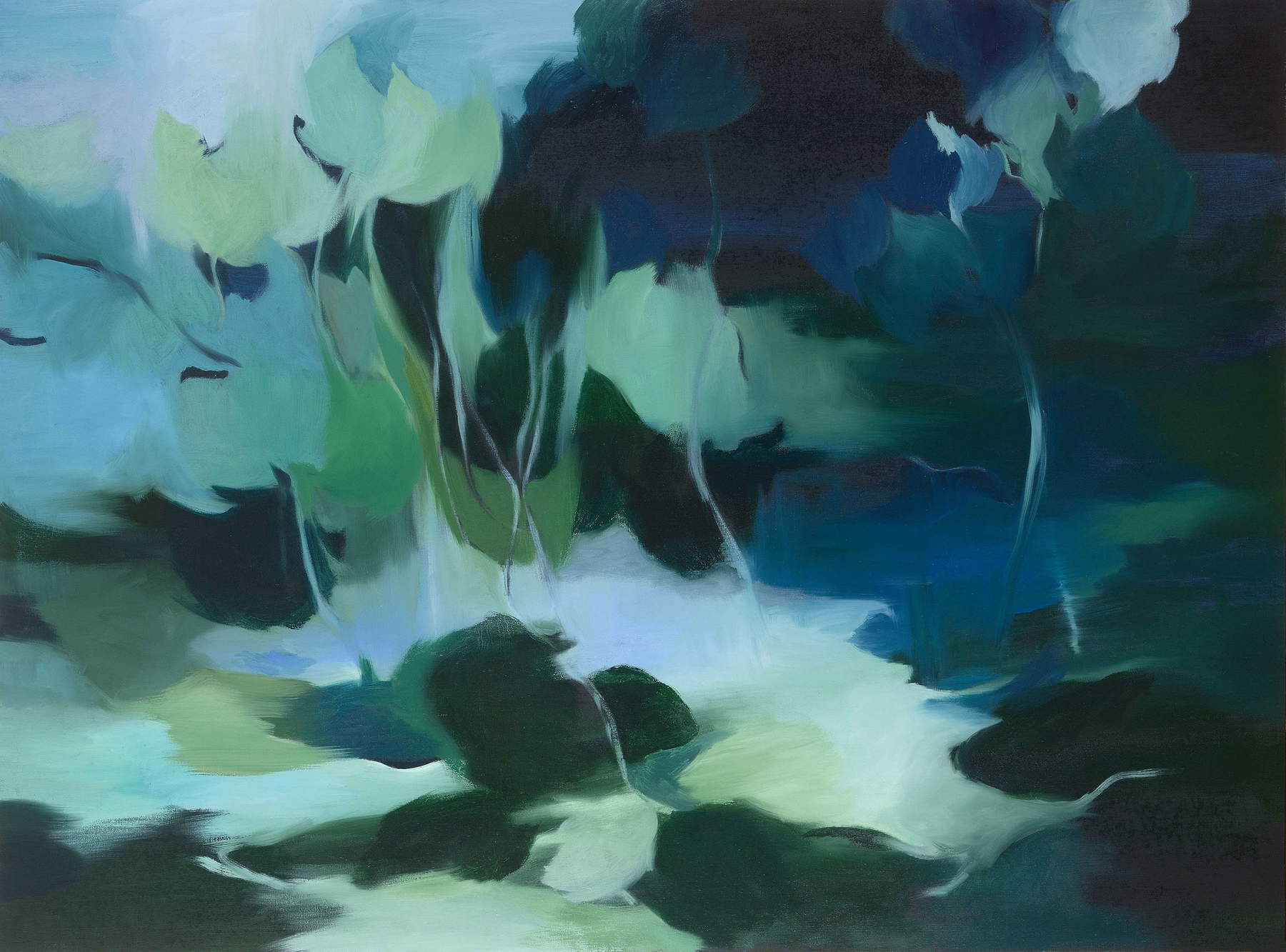 Laura Barbarini, Aus dem Wasser auftauchen (2021; Öl auf Leinwand)