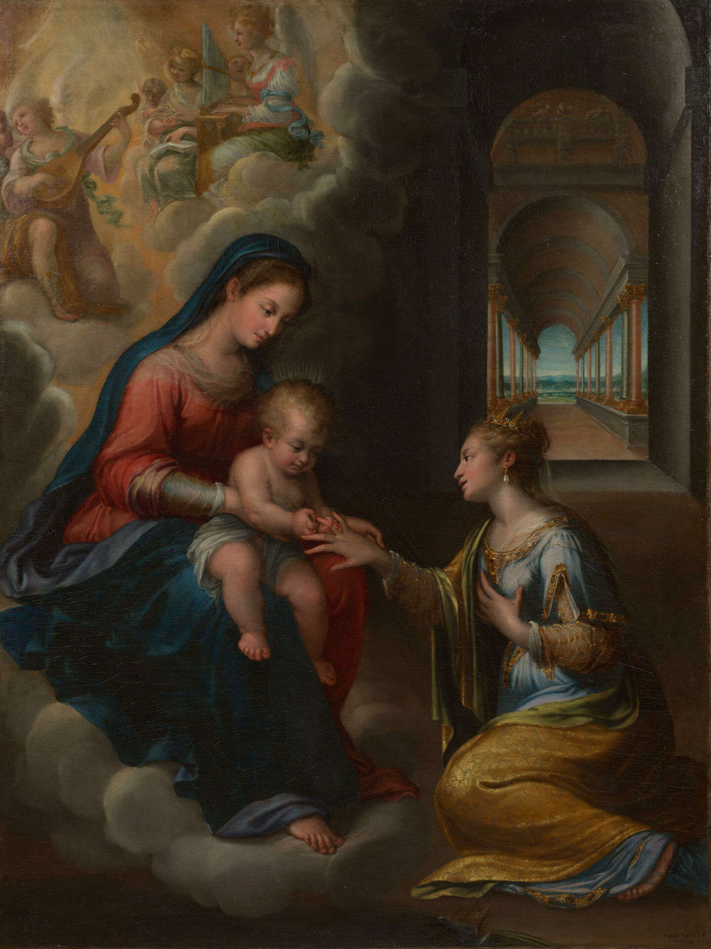 Lavinia Fontana, «El matrimonio místico de santa Catalina» (1607; óleo sobre lienzo, 158 x 119 cm; Estocolmo, Nationalmuseum)