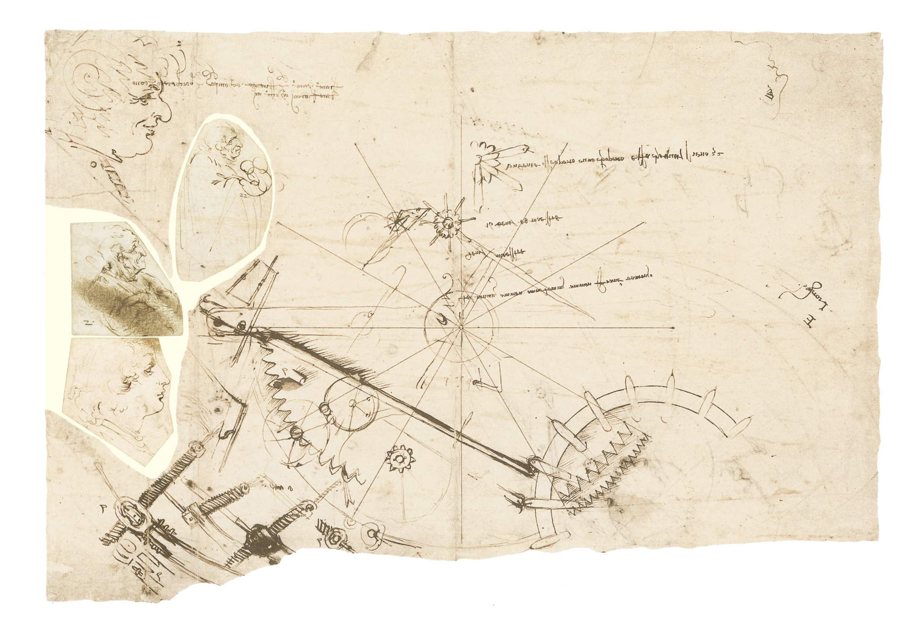 Recomposition: Codex Atlanticus, f. 878v + RCIN 912464r, RCIN 912438r, RCIN 912460r &copy; Veneranda Biblioteca Ambrosiana &copy; Royal Collection Enterprises Ltd 2026 | Royal Collection Trust