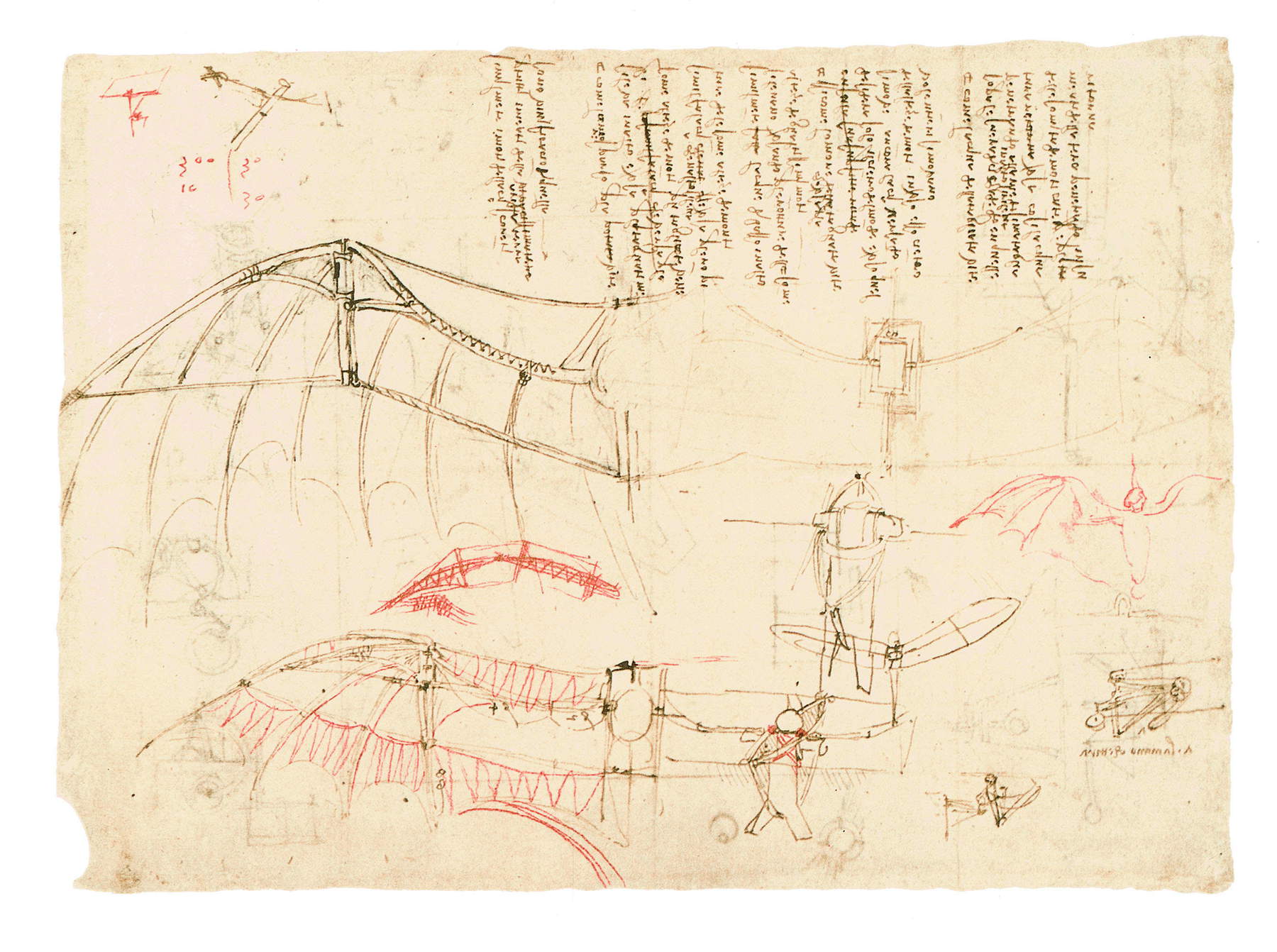 Leonardo da Vinci, Studies for a Flying Machine (c. 1490-1495), Codex Atlanticus, f. 846v &copy; Veneranda Biblioteca Ambrosiana