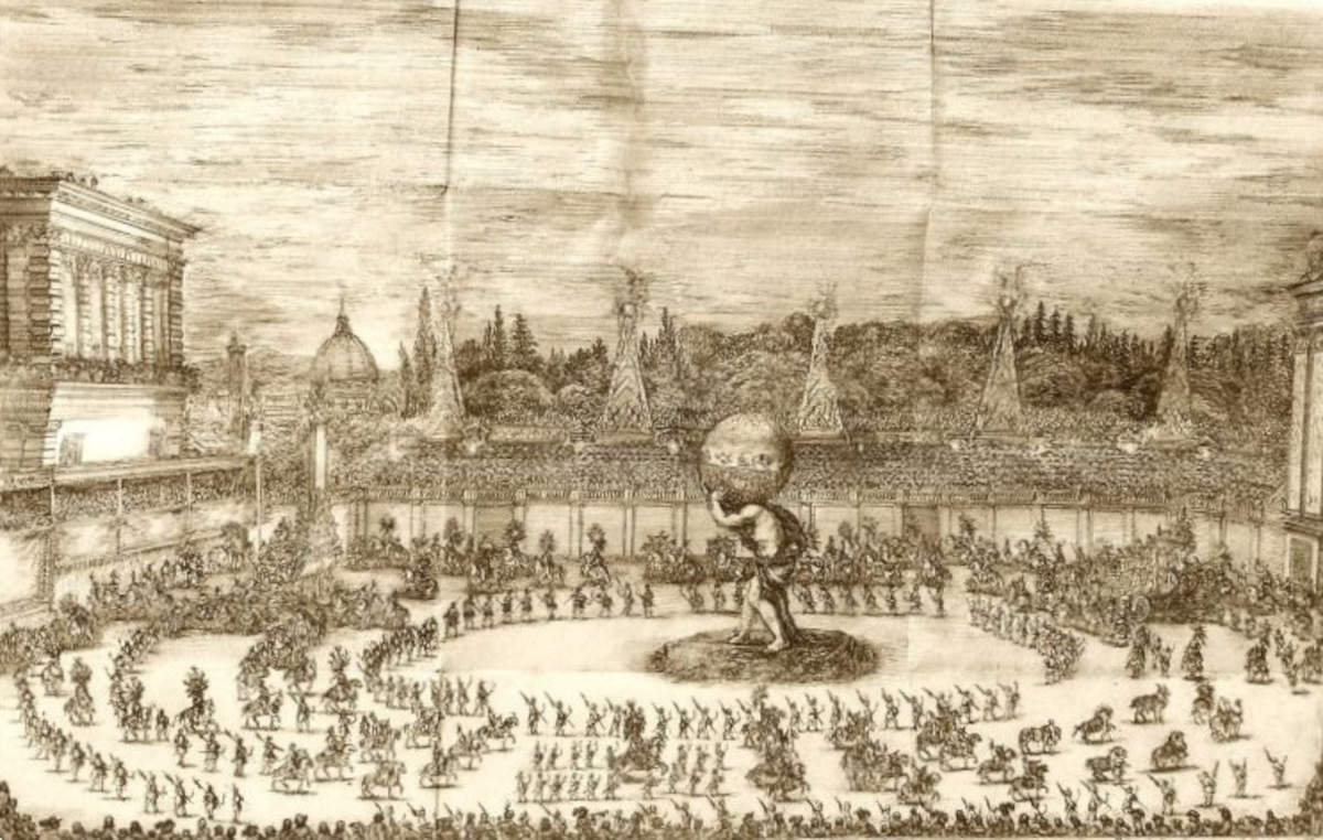 Il Mondo Festeggiante, Moniglia G.A.-Carducci A.(1661). Foto: Studio Bibliografico Bruno Pucci