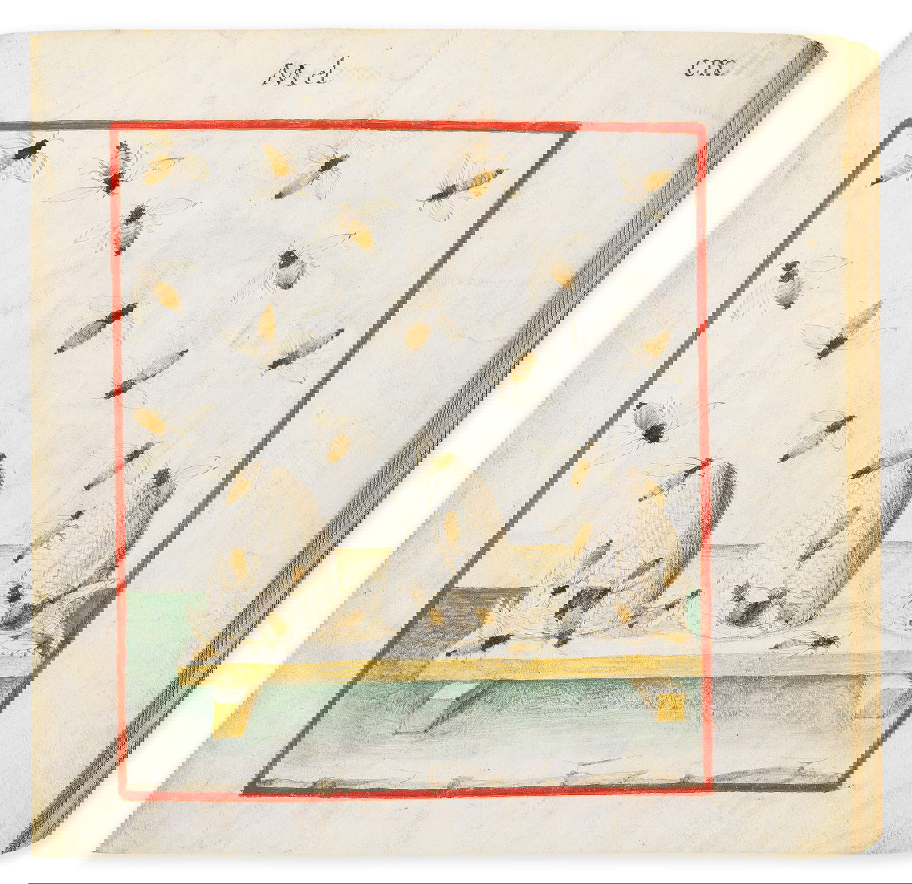 Liechtenstein Tacuinum Sanitatis  (f 55r Miele, api e tre alveari)