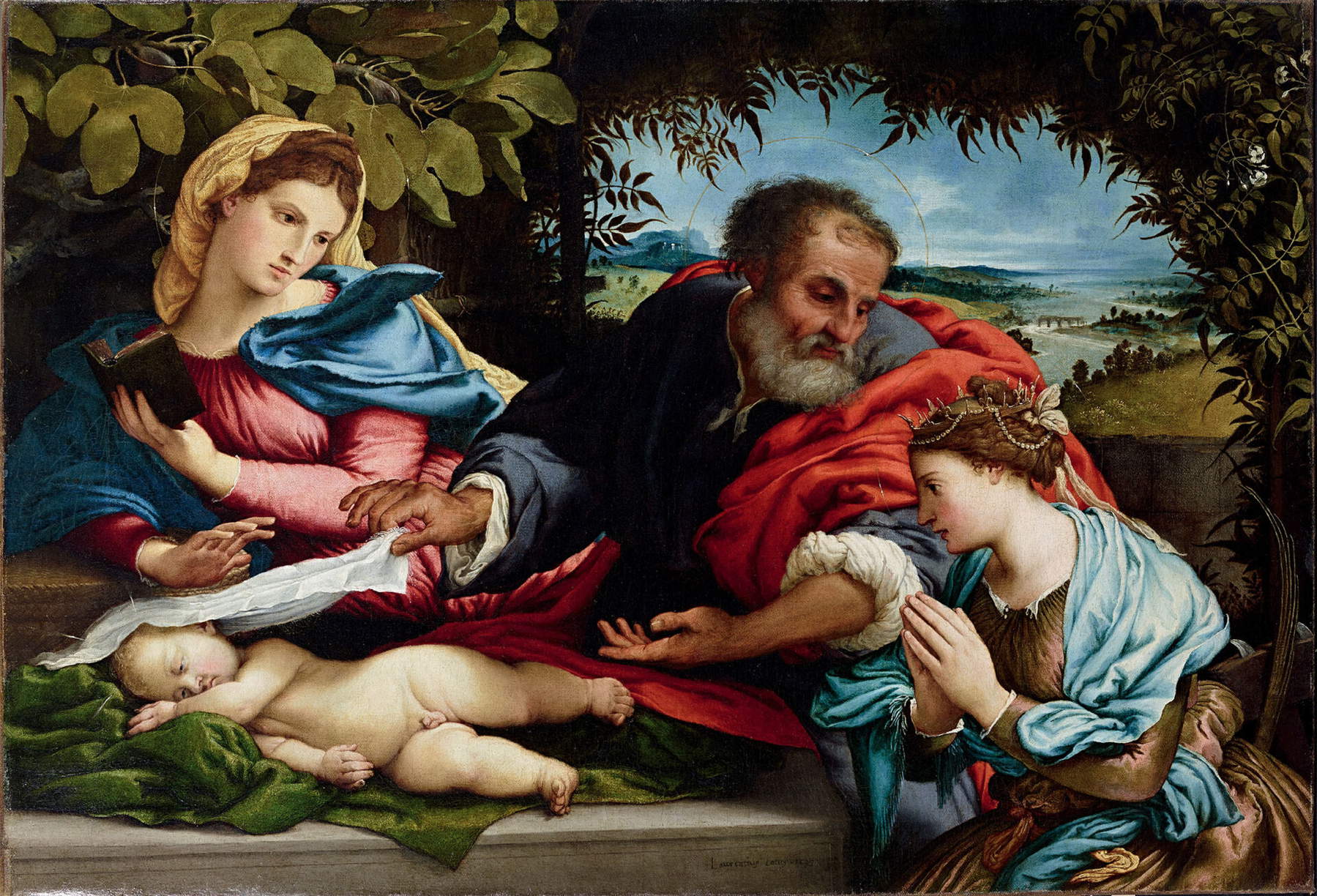 Lorenzo Lotto, Sacra famiglia con Santa Caterina d&rsquo;Alessandria (1533; olio su tela, Bergamo, Accademia Carrara) &copy;Fondazione Accademia Carrara, Bergamo