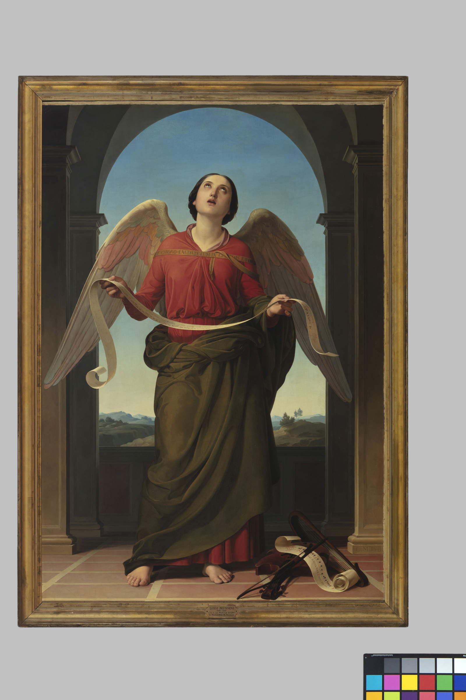 Luigi Mussini, Música sacra (c. 1841; óleo sobre lienzo, 161,5 x 114,5 x 7 cm; Florencia, Galleria dell'Accademia di Firenze y Museos del Bargello)