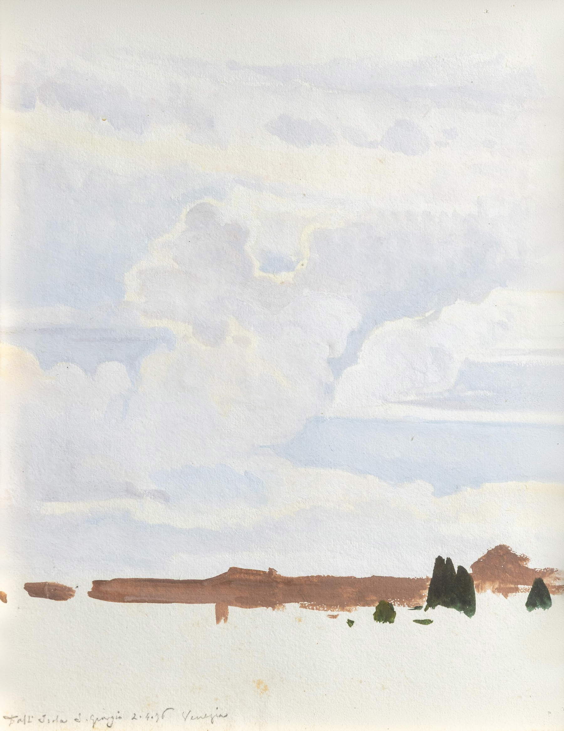 Luigi Serra, Venedig von der Insel San Giorgio aus, 2. April 1876 (Aquarell auf Karton, 26,7 x 20,1 cm; Privatsammlung)