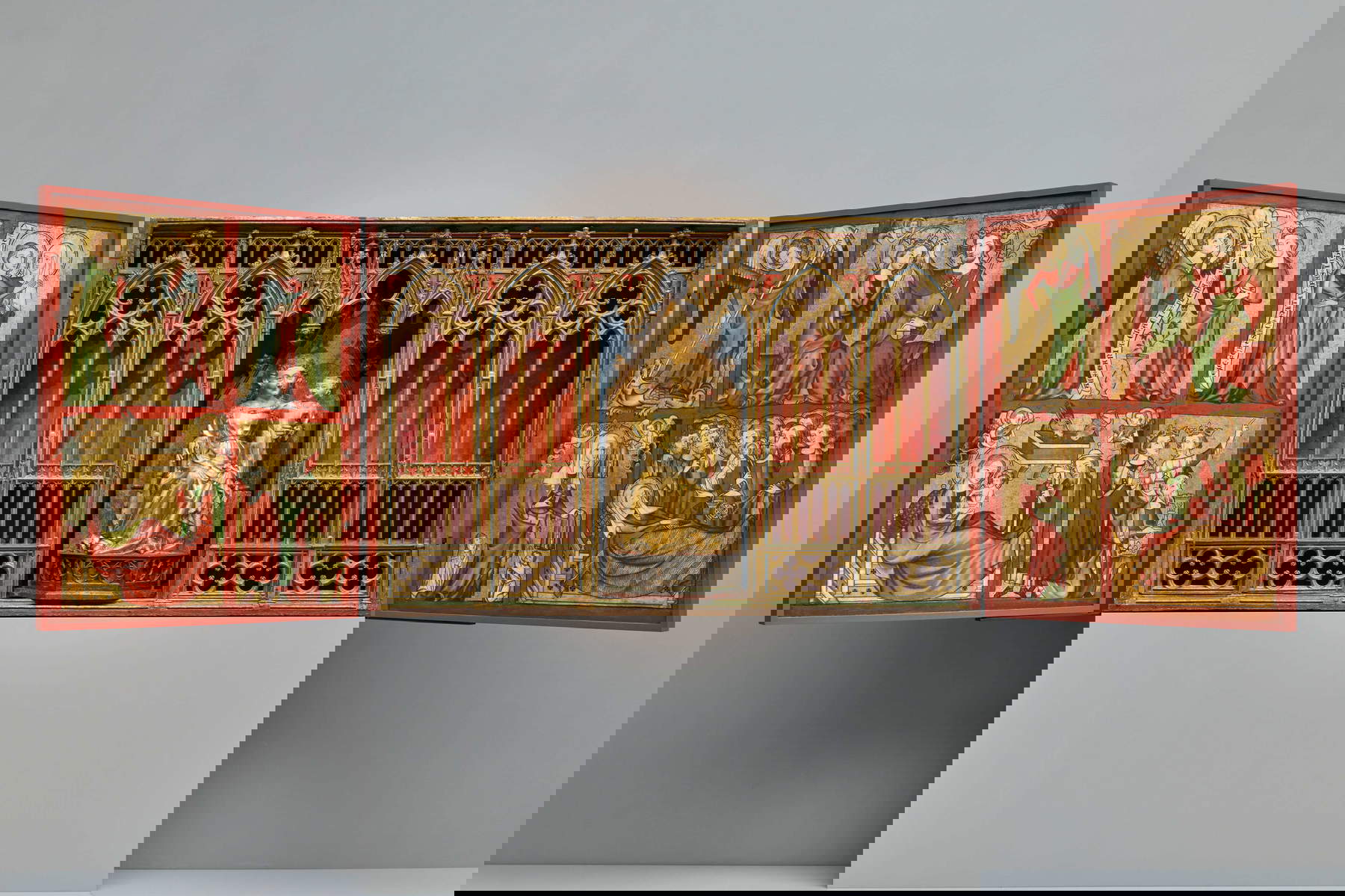 Altenberger Altar (um 1330; Mischtechnik, 153,7 x 243,8 x 6,3 cm). Foto: Norbert Miguletz / St&auml;del Museum