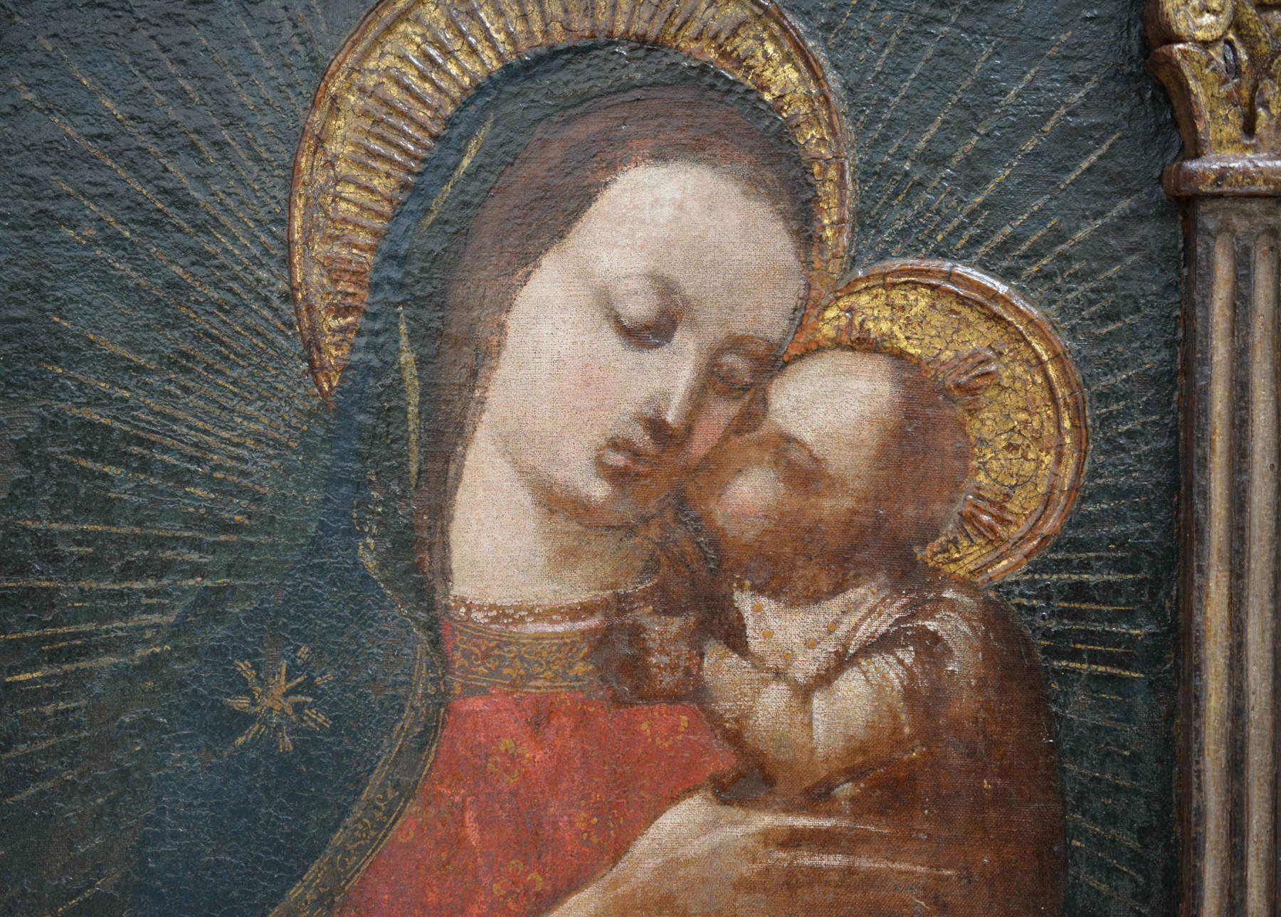 Die Magenta-Madonna während der Restaurierung