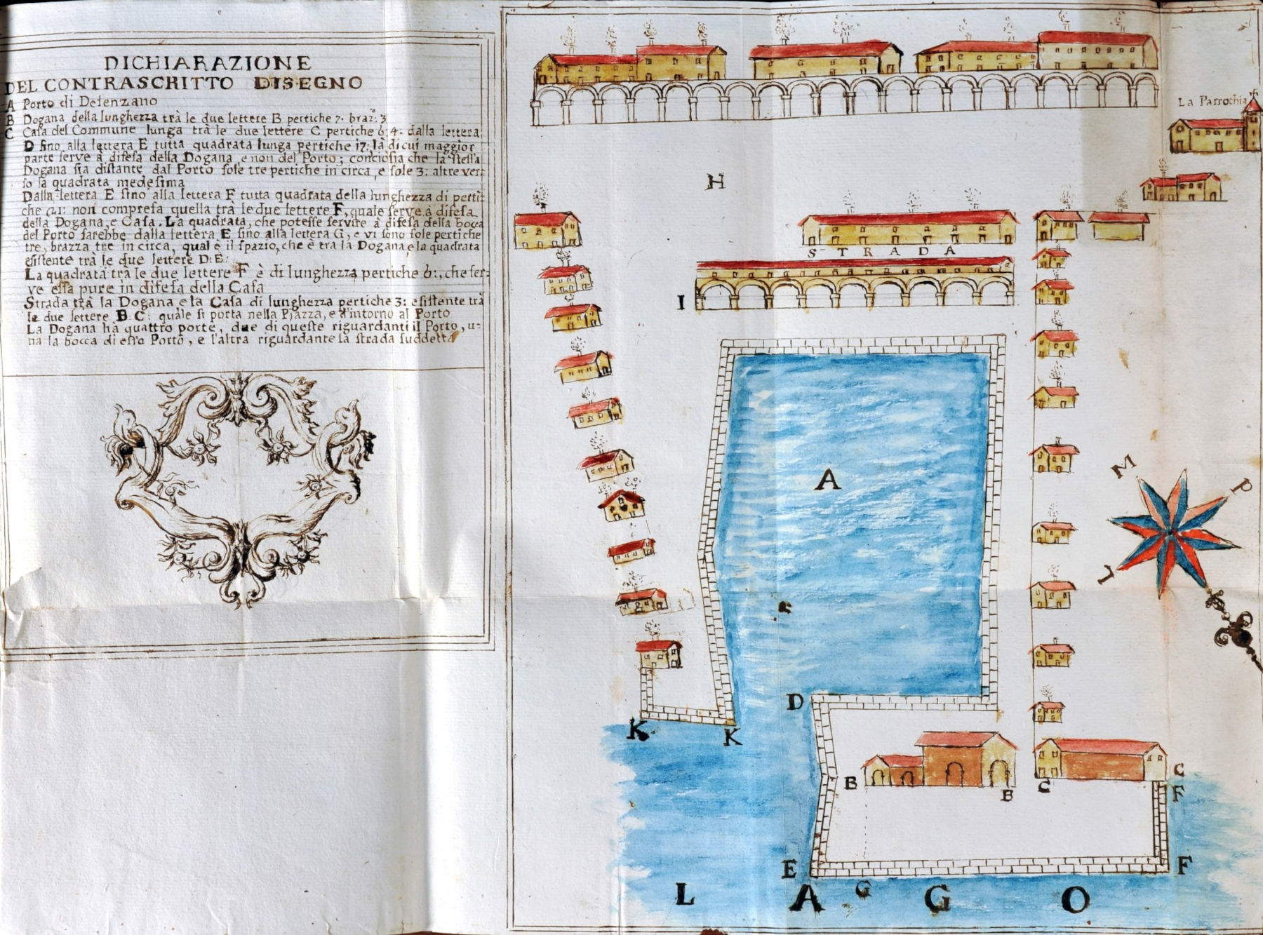 Mappa del porto di Desenzano, Estraordinario primo (1756&ndash;1758, 1758 circa Volume, c. 336, Unit&agrave; 1346, busta 473, fascicolo 139) Archivio della Comunit&agrave; di Riviera, Sal&ograve;