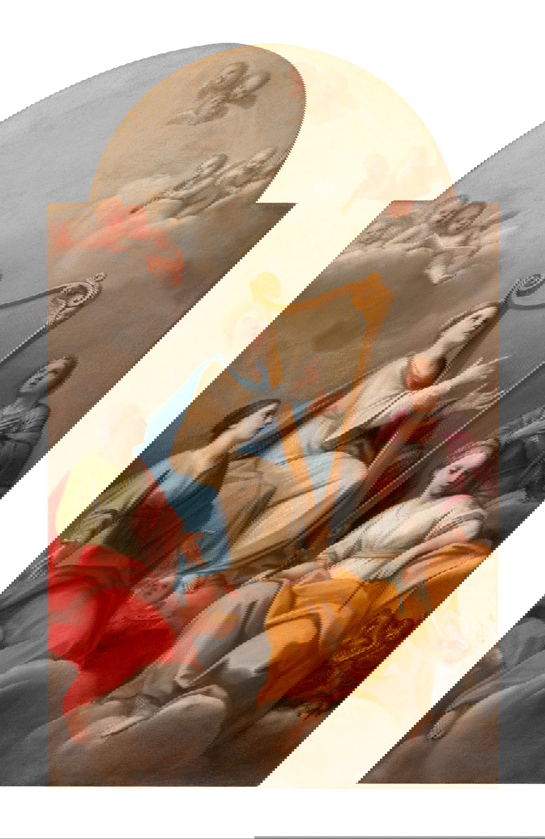 Marcantonio Franceschini, Santa Cecilia en gloria con las santas Lucía, Margarita de Antioquía y Oswald de Northumbria (1711; óleo sobre lienzo, 64 x 38 cm; colección privada) Foto: Gilberto Urbinati