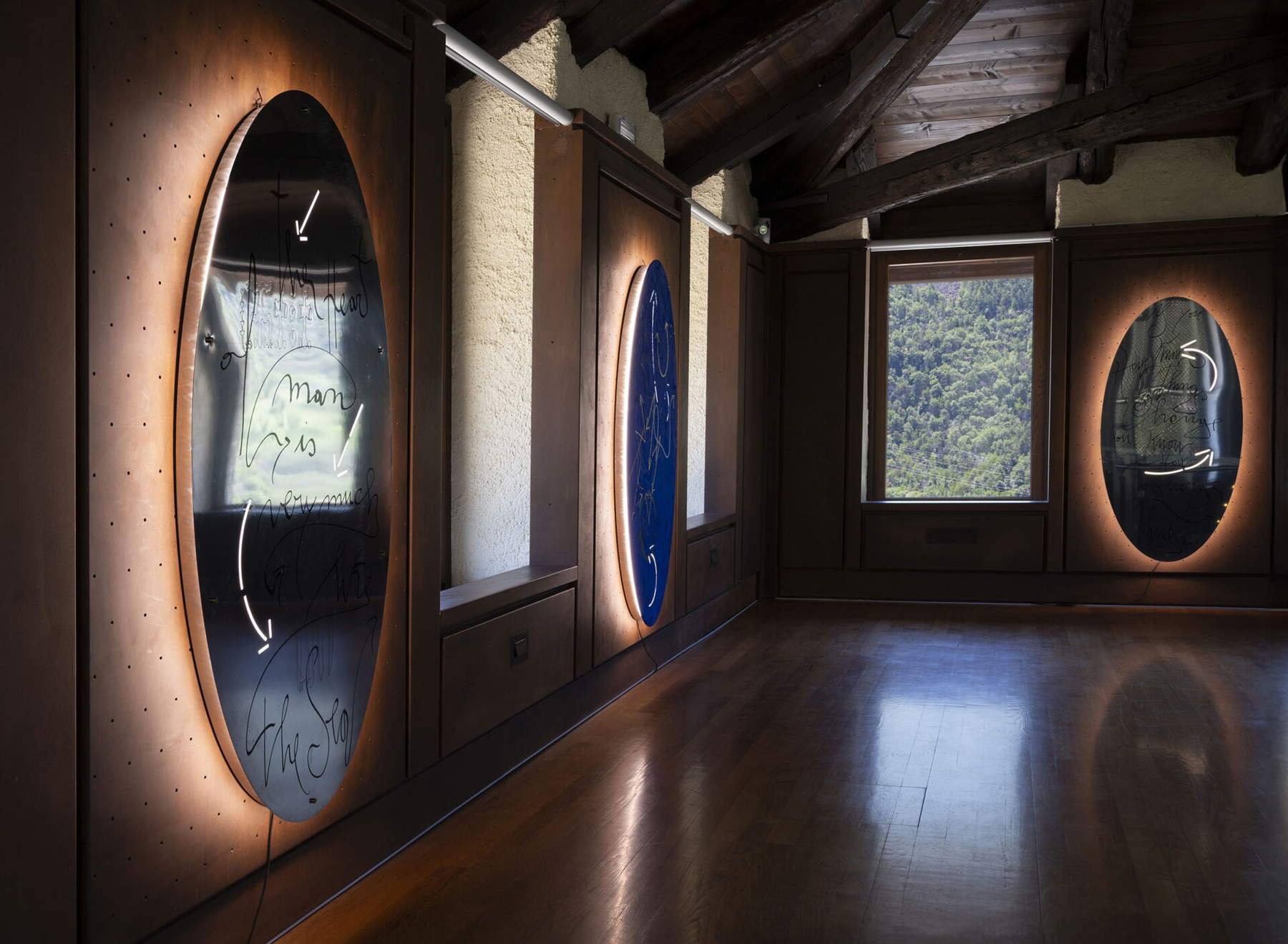 Marco Nereo Rotelli, *Ab Ovo* (triptych), 2019–2022–2026 &copy; DanielaPellegriniFoto. Ch&acirc;tillon, Castello Gamba, Museum of Modern and Contemporary Art