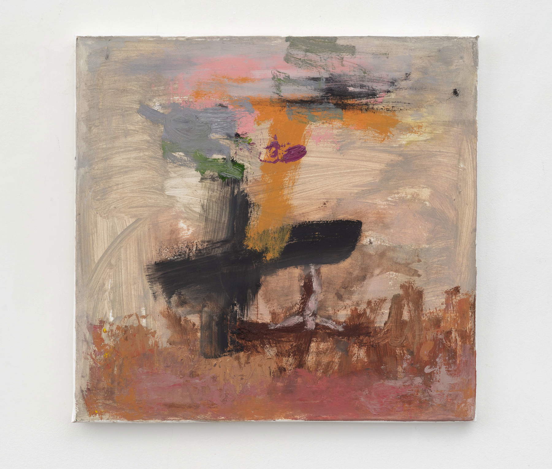 Marco Salvetti, st (26_01) (2026; Öl und Collage auf Papier auf Leinwand, 55 x 58 cm)
